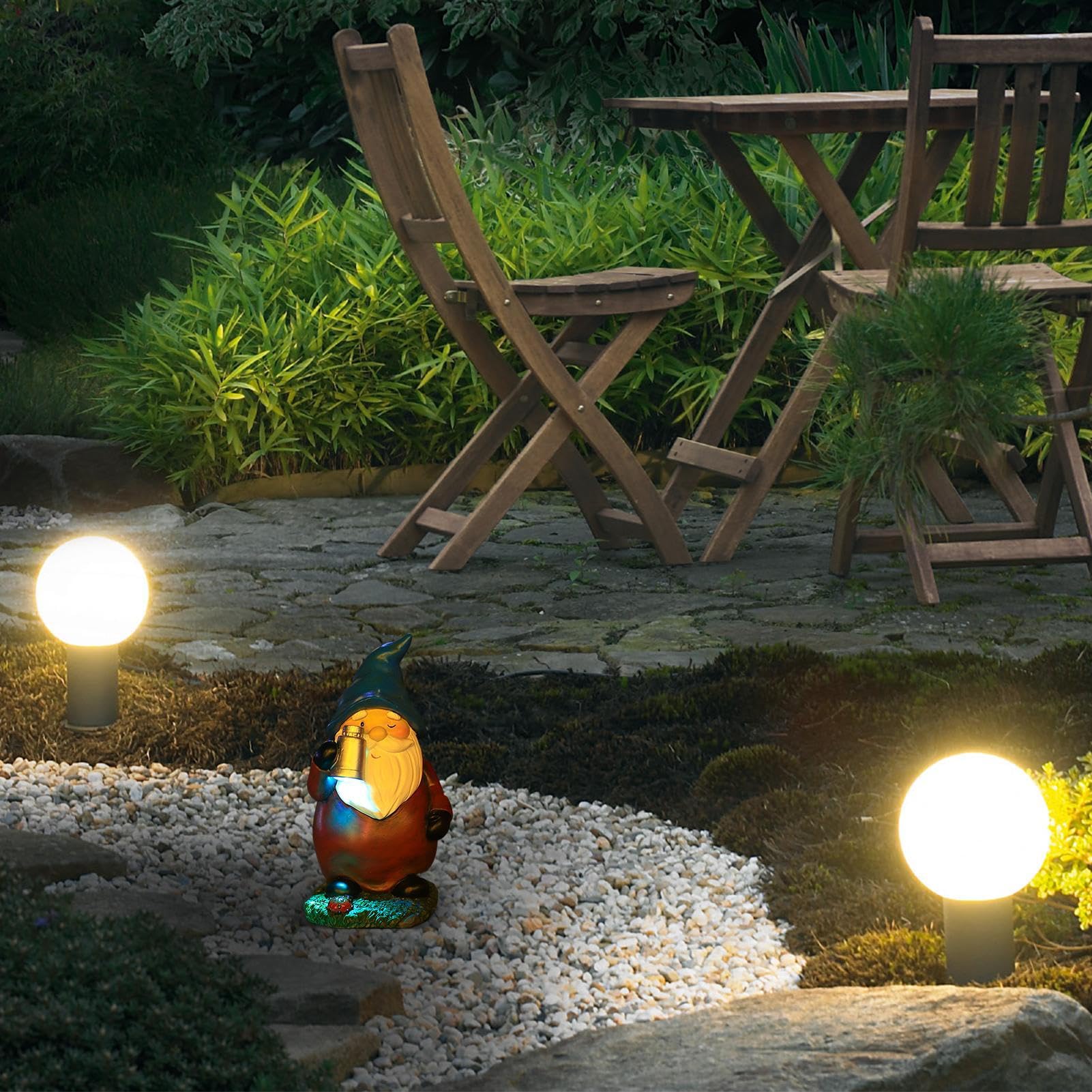 Gnomos Solares Luces para Exterior Jardín, Estatuas De Gnomos De Jardín, Decoración Impermeable con Figuras Luminosas para Porche Y Jardín Trasero