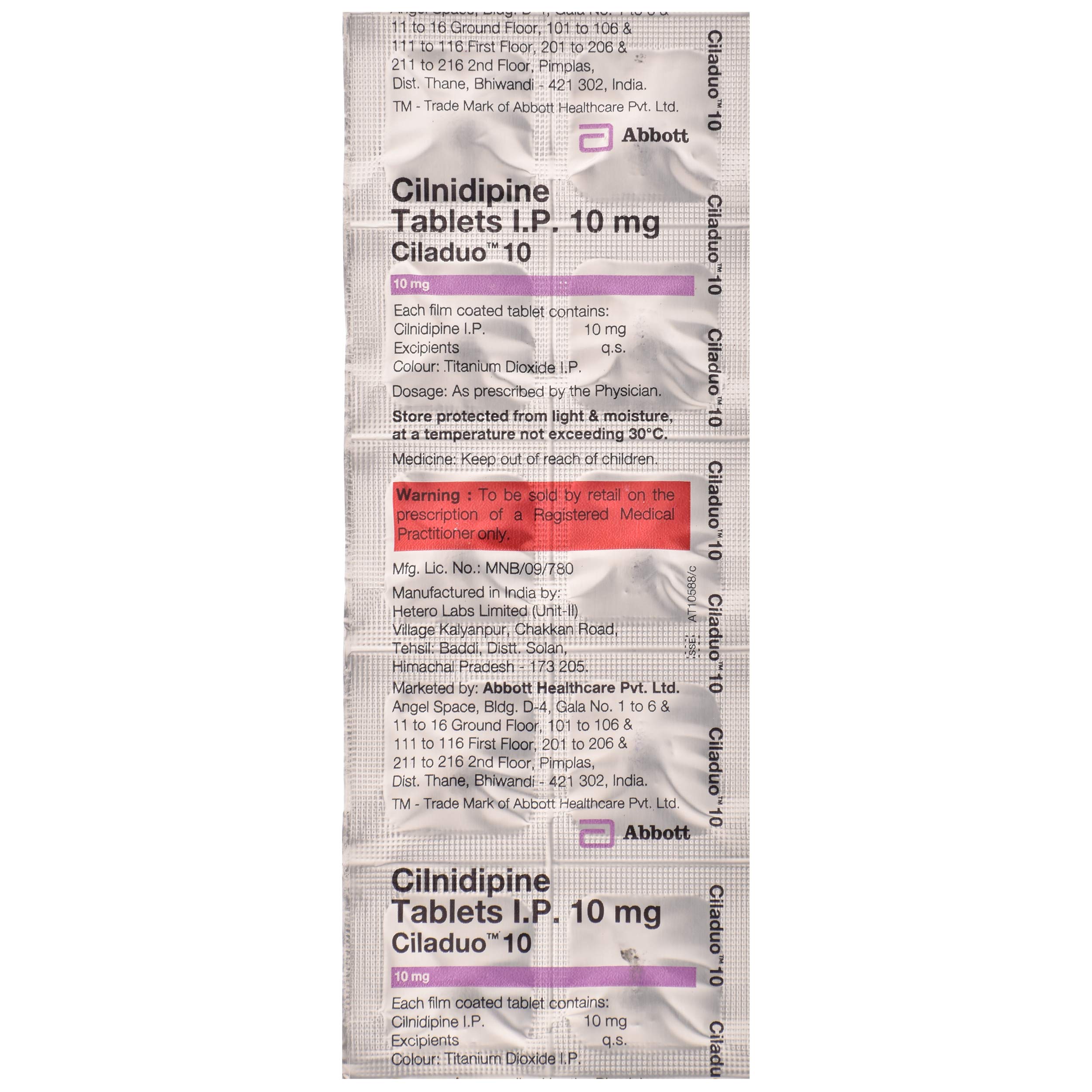 Ciladuo 10 - Strip of 10 Tablets