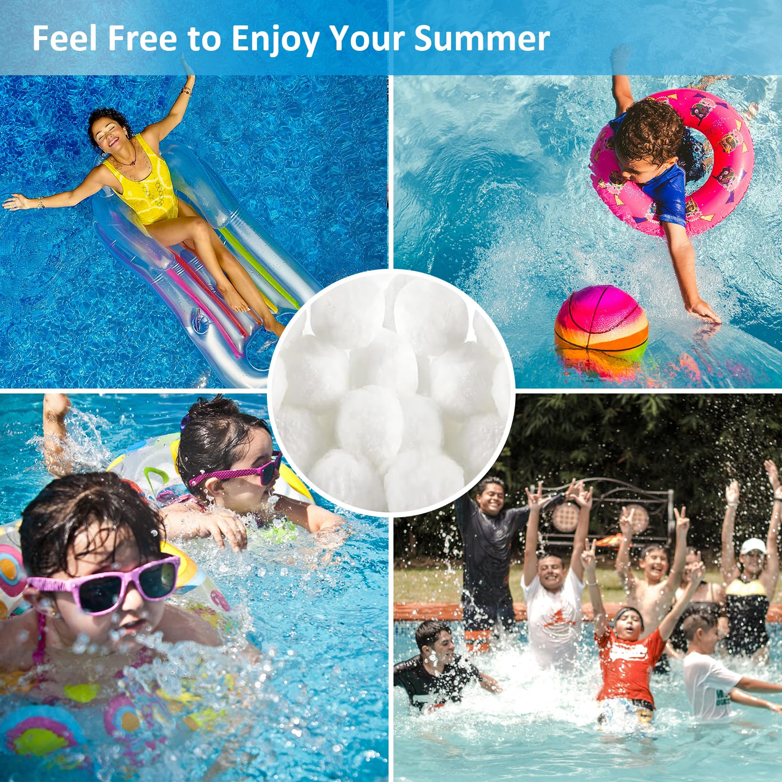 Bolas Filtro Piscina 1600g, Reutilizable Bolsas Filtrantes Piscina para Sistemas de Filtro de Arena, Reemplaza 60 kg Arena de Filtro