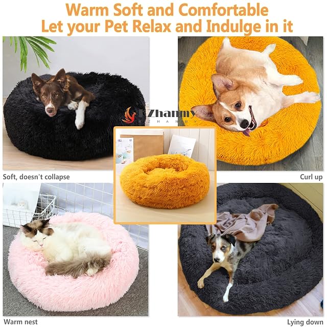 Foto 5 de 7 de KZhanmy Cama de Perros Gatos Grande Pequeño,Cama de Mascotas Calentito Mullida Felpa Cojin Redonda…