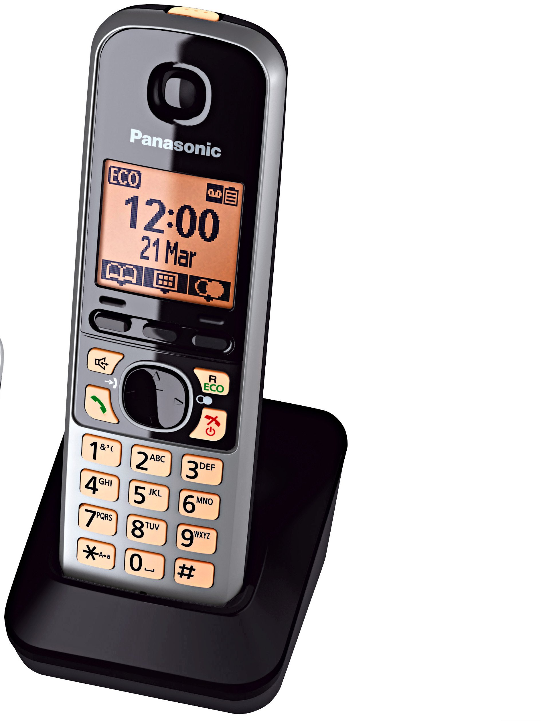 Panasonic KX-TG6722GB - Pack de 2 teléfonos digitales inalámbricos (pantalla LCD de 1.8'', manos libres), negro [Importado de Alemania] [versión importada]