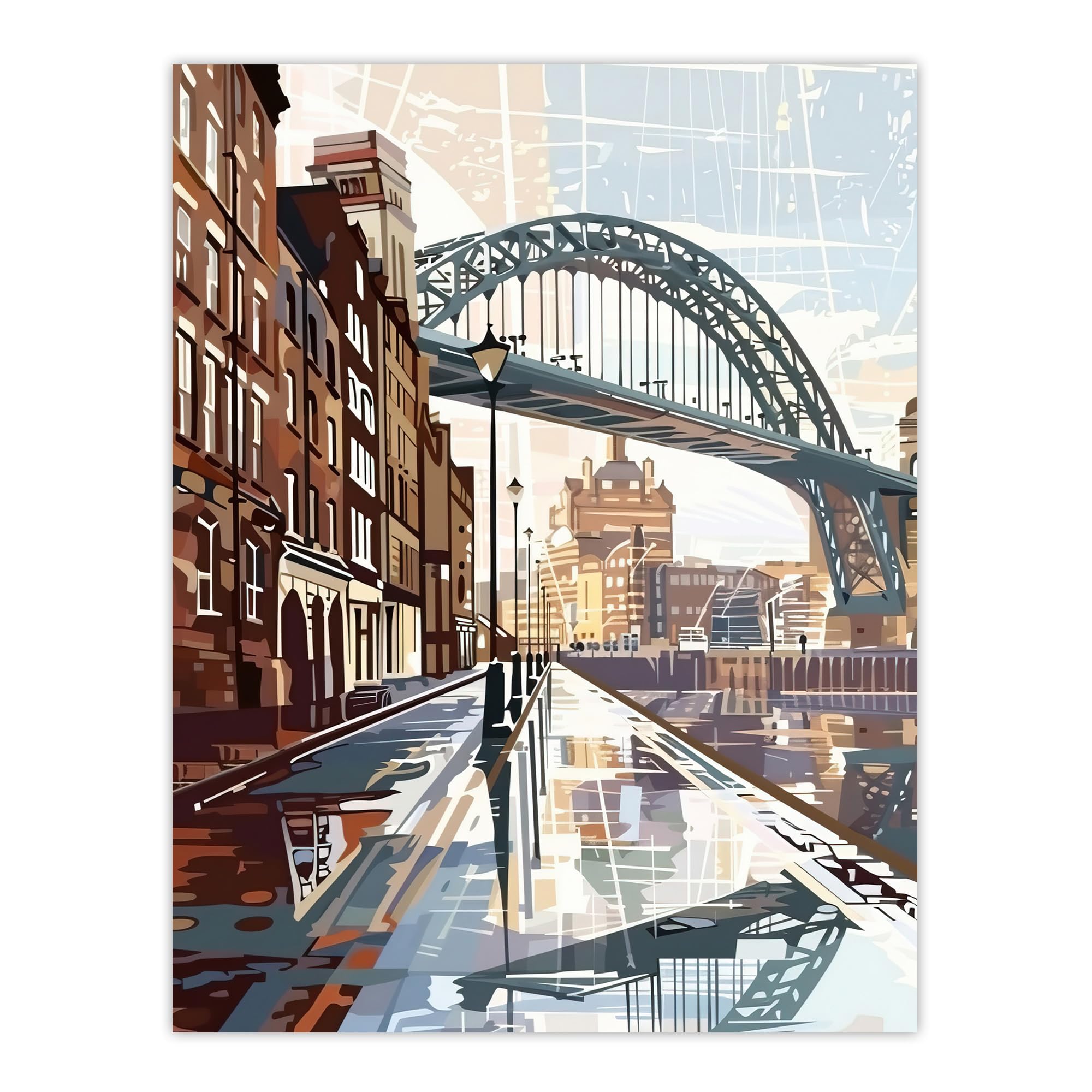 Newcastle Tyne Bridge Abstract Cityscape England Living Room Extra Large XL Wall Art Poster Print