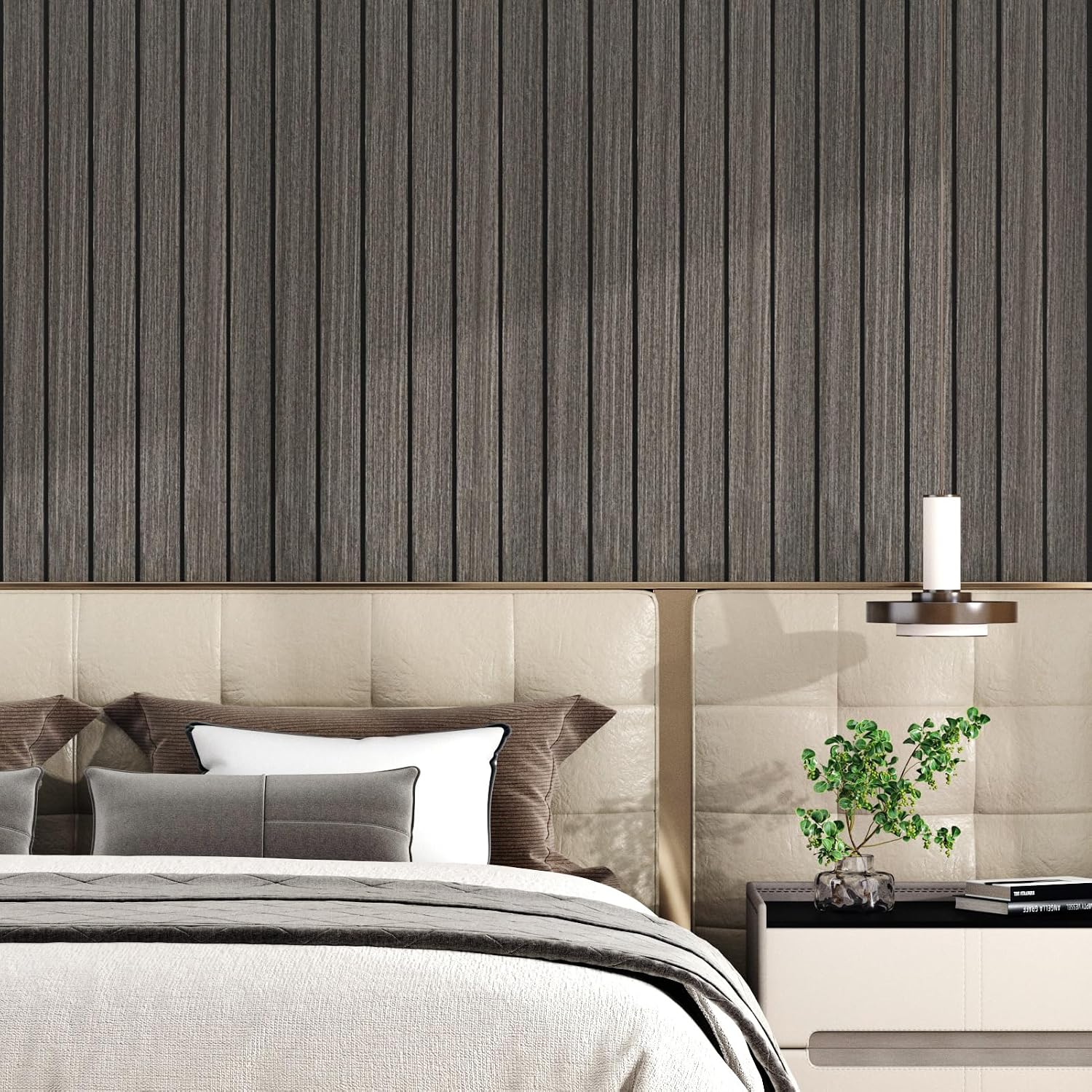 Acoustic Wood Wall Panels Dark Brown Wood Panels for Wall Soundproof Peel and Stick Wooden Slats Wallpaper 3D Shiplap Vintage Foam Vinyl Roll for Bedroom TV Background Living Room Ceilings