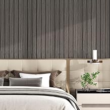 Dark Brown Wood Wall Panels Acoustic Wood Panels for Wall Soundproof Peel and Stick Wooden Slats Wallpaper 3D Shiplap Vintage Foam Vinyl Roll for Bedroom TV Background Living Room Ceilings