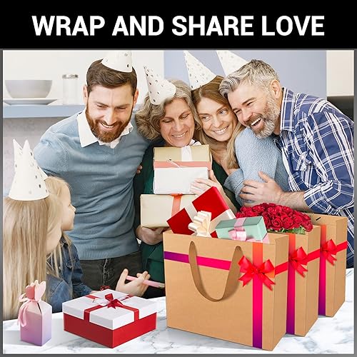 Miniatura 6 de EUSOAR Bolsas grandes para envolver regalo a granel, 20 bolsas de papel kraft de 12.5 x 4.5 x 11 pulgadas con asas, bolsas de envoltura de