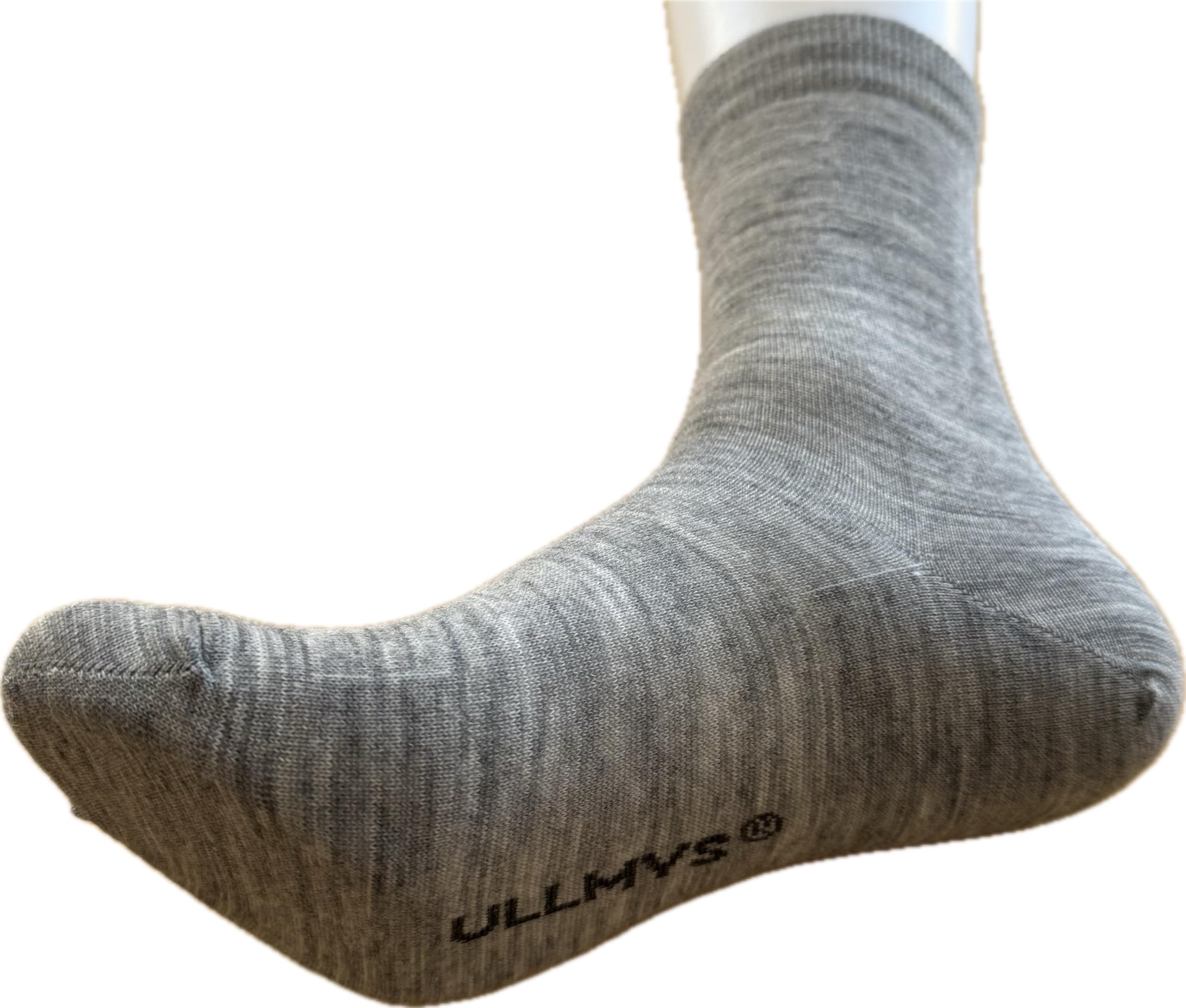 ULLMYS Damen Merino Crew Wollsocken – 3 Paar, 98% Naturfasern (davon 80% Merino Wolle) für Komfort im Alltag & Business, aus Europa – Hellgrau, Größe 35/38 - Image 4