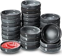 Vista 8 de Roshtia 30 platos de cerámica para salsa de soya de 3.5 pulgadas, cuencos de porcelana de 3 onzas, multiusos, pequeño, vajilla para condimentos
