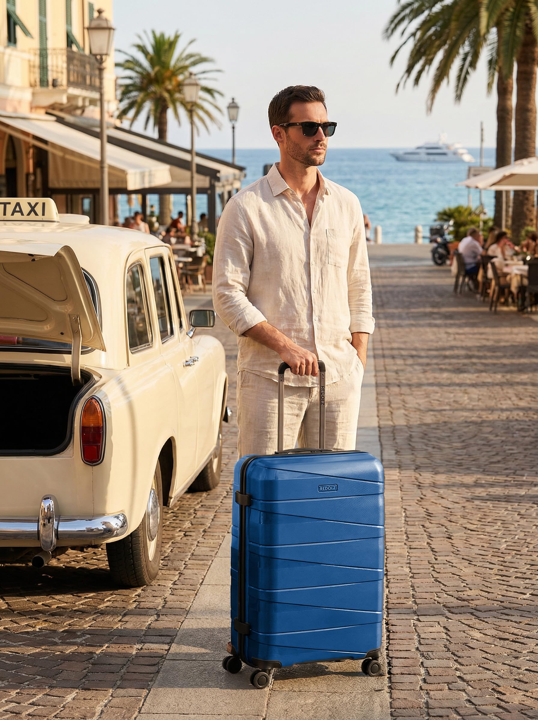 REDOLZ Hartschalen Check-in Koffer | Mittelgroßer Trolley 45 x 27 x 67 cm aus leichtem Polypropylen Material | 4-Doppelrollen & TSA (Essentials 10)
