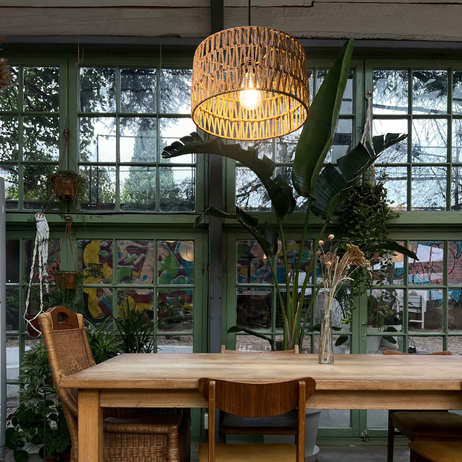 Paralume in rattan boho – un must have per tutti coloro che amano il proprio stile creativo (marrone, 30 da. x 18 h)