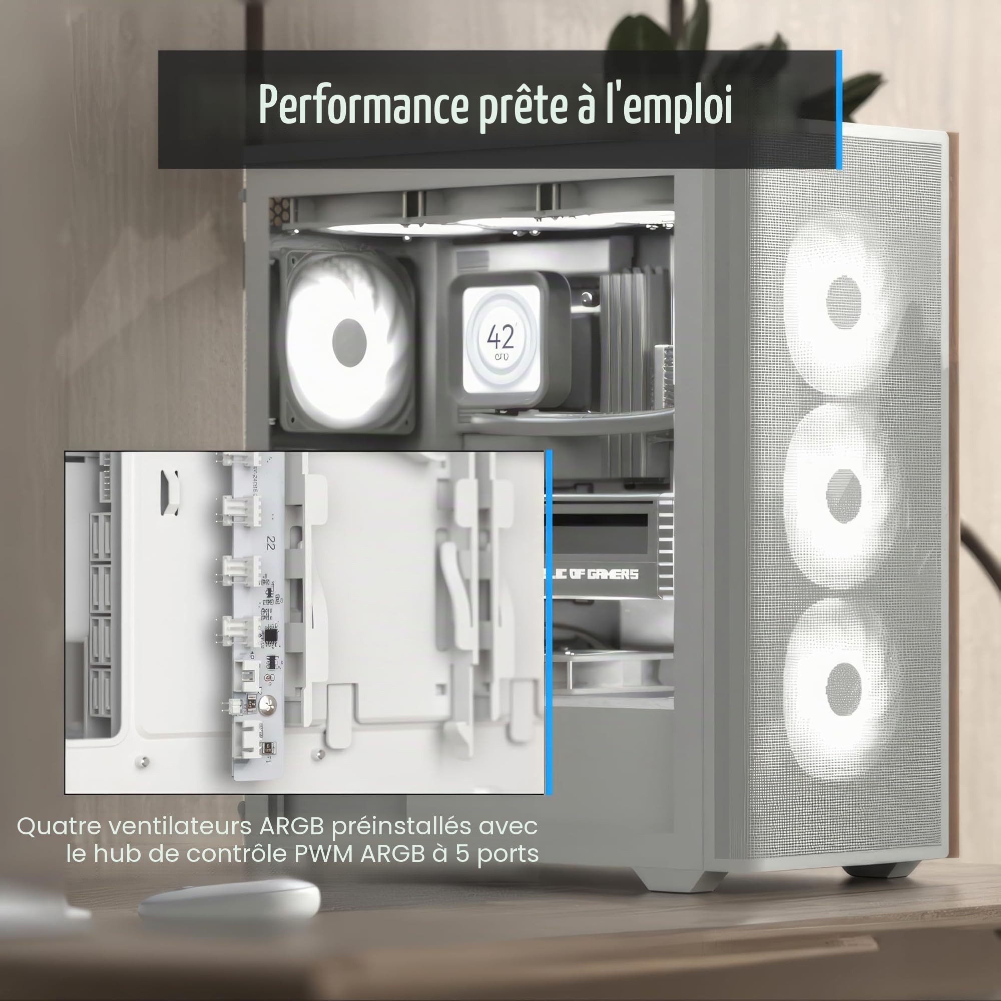 Boitier PC Moyen Tour Aerocool D501A-G-BK V2 (Noir)
