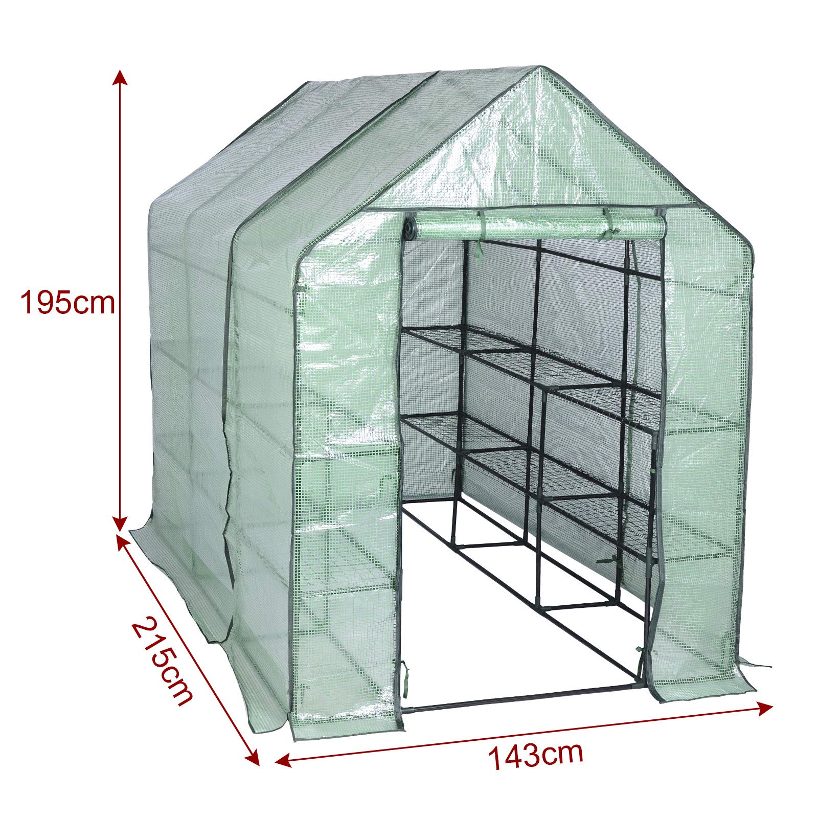 EUGAD 2 x szklarnia foliowa, szklarnia na pomidory, szklarnia, inspekt, namiot foliowy, szklarnia na pomidory, 143 x 215 x 195 cm 003HF