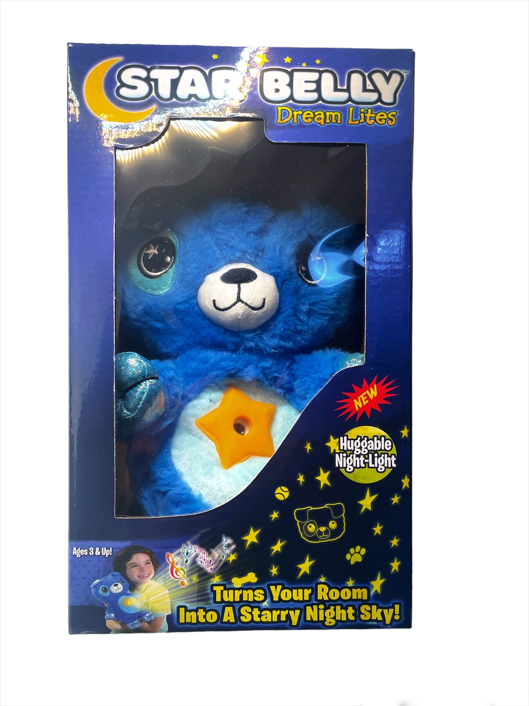 byBBstore Ontel Star Belly Dream Lites, Stuffed Animal Night Light, Dreamy Green Dino - Projects Glowing Stars & Shapes in 6 Gentle Colors, As Seen on TV (Blue)