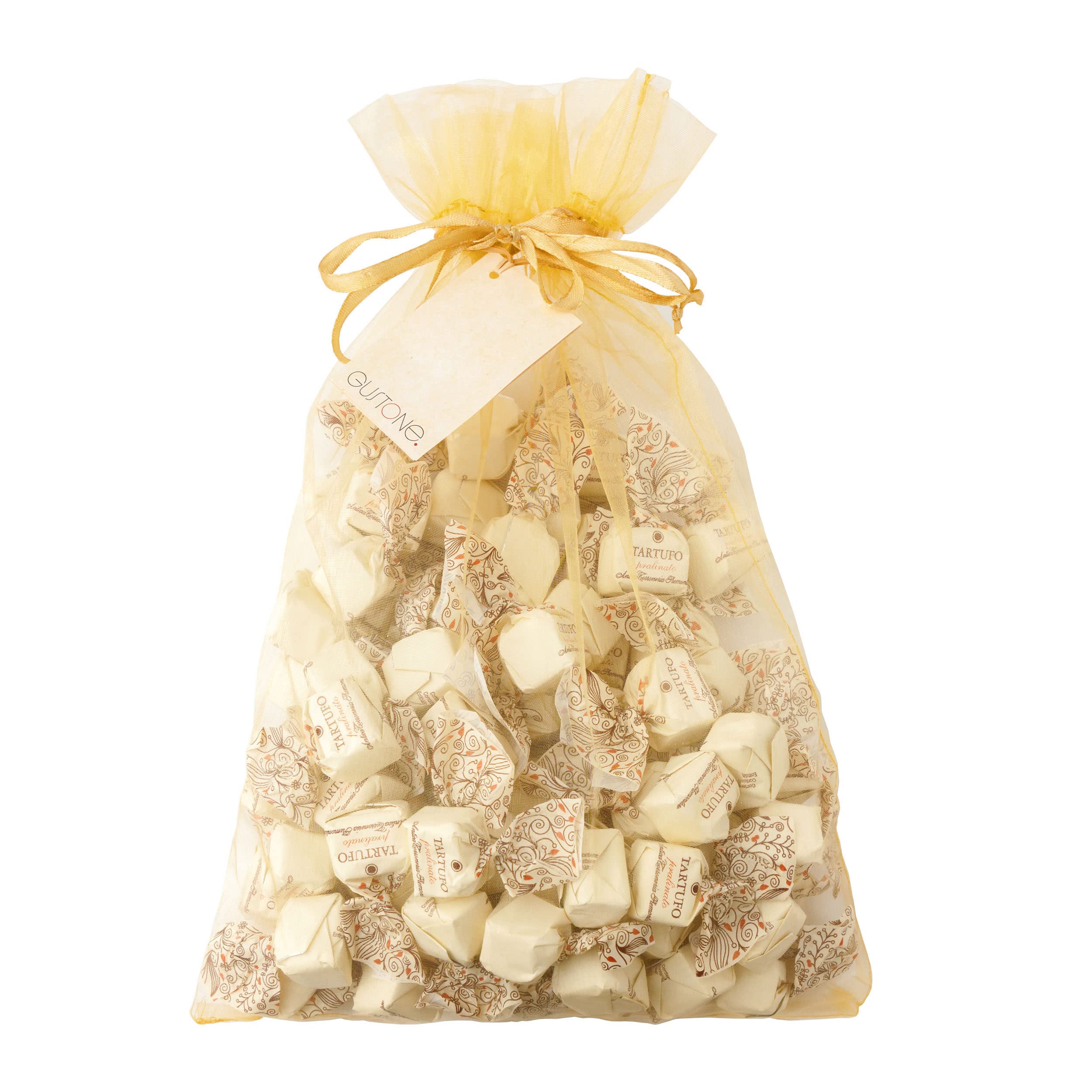 GUSTONE. Tartufi dolci pralinato | 70 Stück je 14g | Antica Torroneria Piemontese | Trüffel-Praline Zartbitterschokolade und Torrone Stückchen | 1kg Großpackung als Geschenk