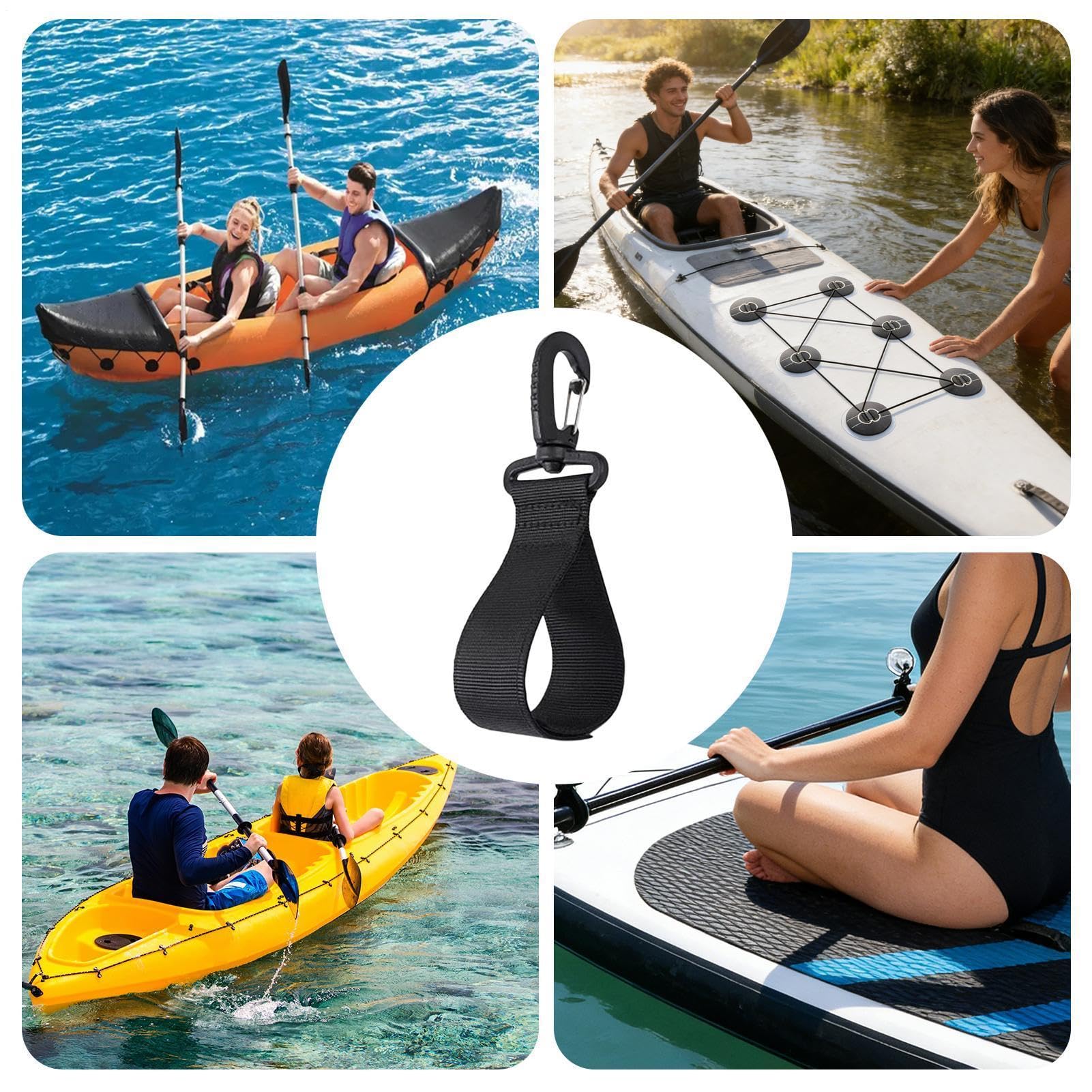 Fascette per pagaia da kayak, 4 pezzi, fissaggio con morsetto per pagaia da barca, supporto per bastone da kayak, per mare, spiaggia, fiume, lago, bordo mare, canoa, barca, escursionismo acquatico