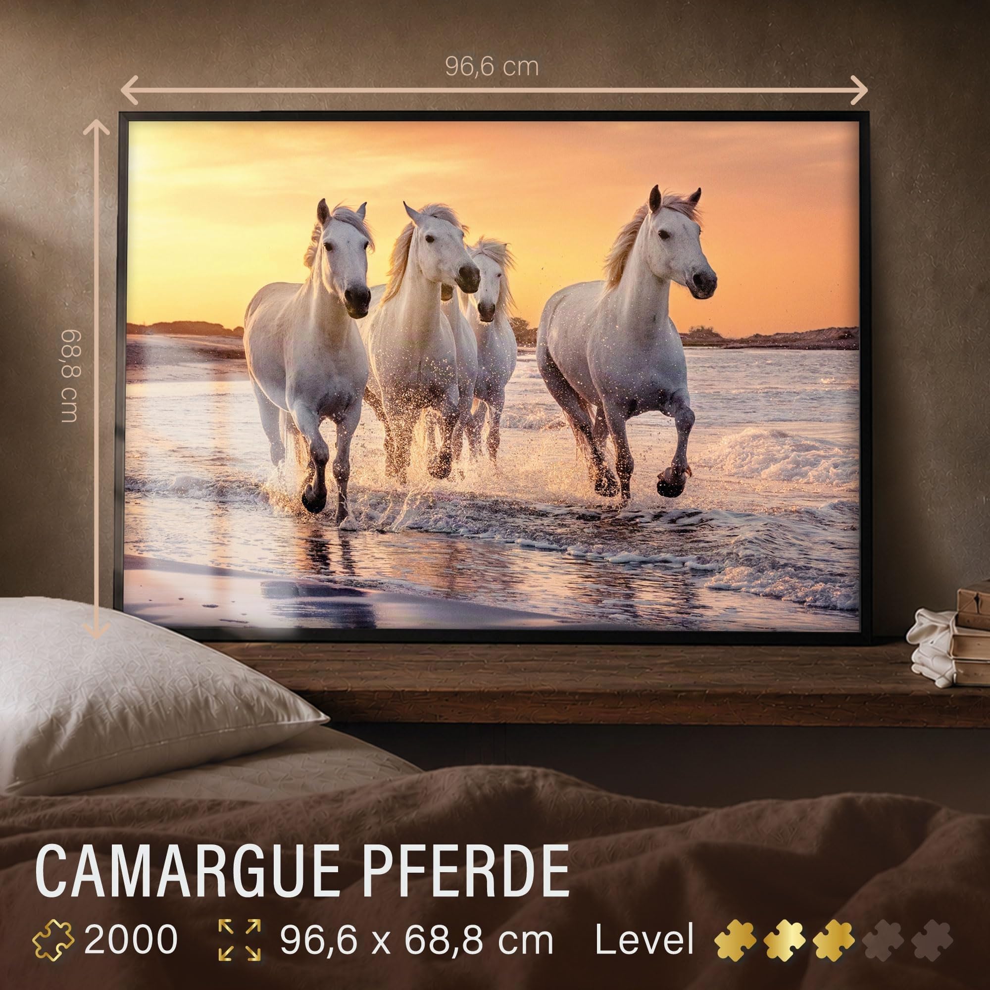 Ulmer Puzzleschmiede - Puzzle chevaux de Camargue - Puzzle animal de 2000 pièces - Le cheval blanc dans la nature en Camargue, Provence, Sud de la France