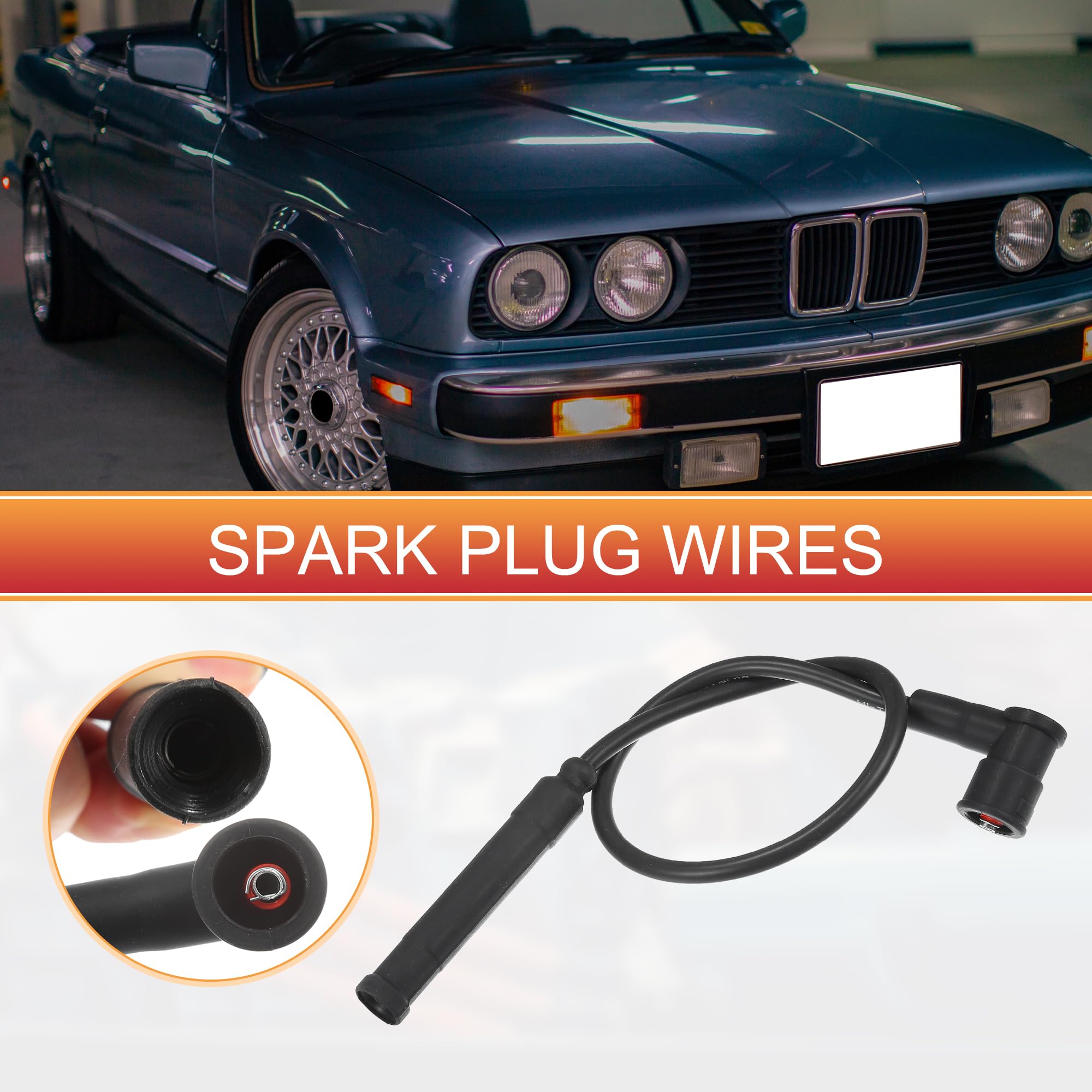 QUARKZMAN Cavi Bobina Candele per Auto, Cavo di Accensione 7mm per BMW Serie 3 E30 E36 1.6i 1.8i No.12121727686 - Confezione da 5