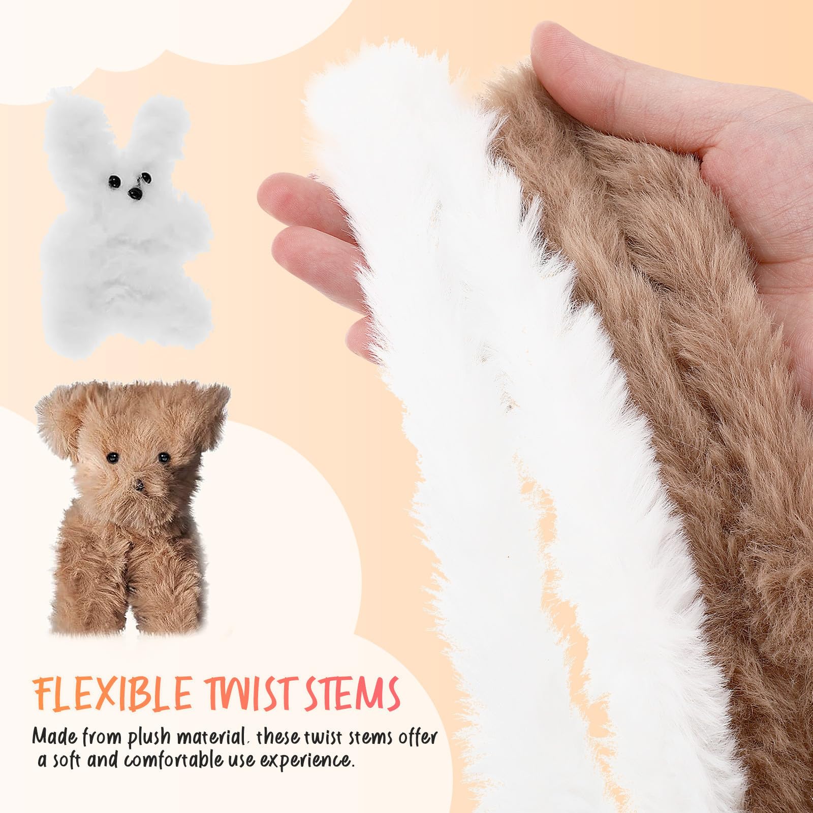 Healeved 30 Pezzi Scovolini Morbidi Marroni per Lavoretti, Peluche, Scuola,