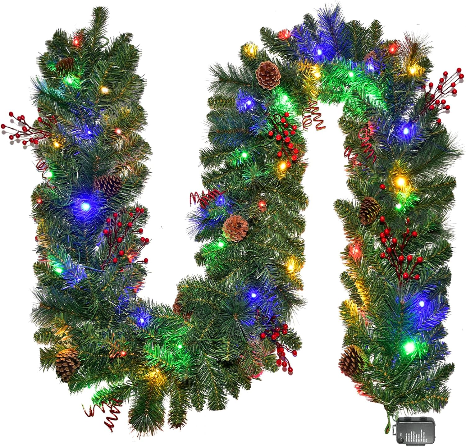 Christmas Garland with Lights 9FT, Lighted Christmas