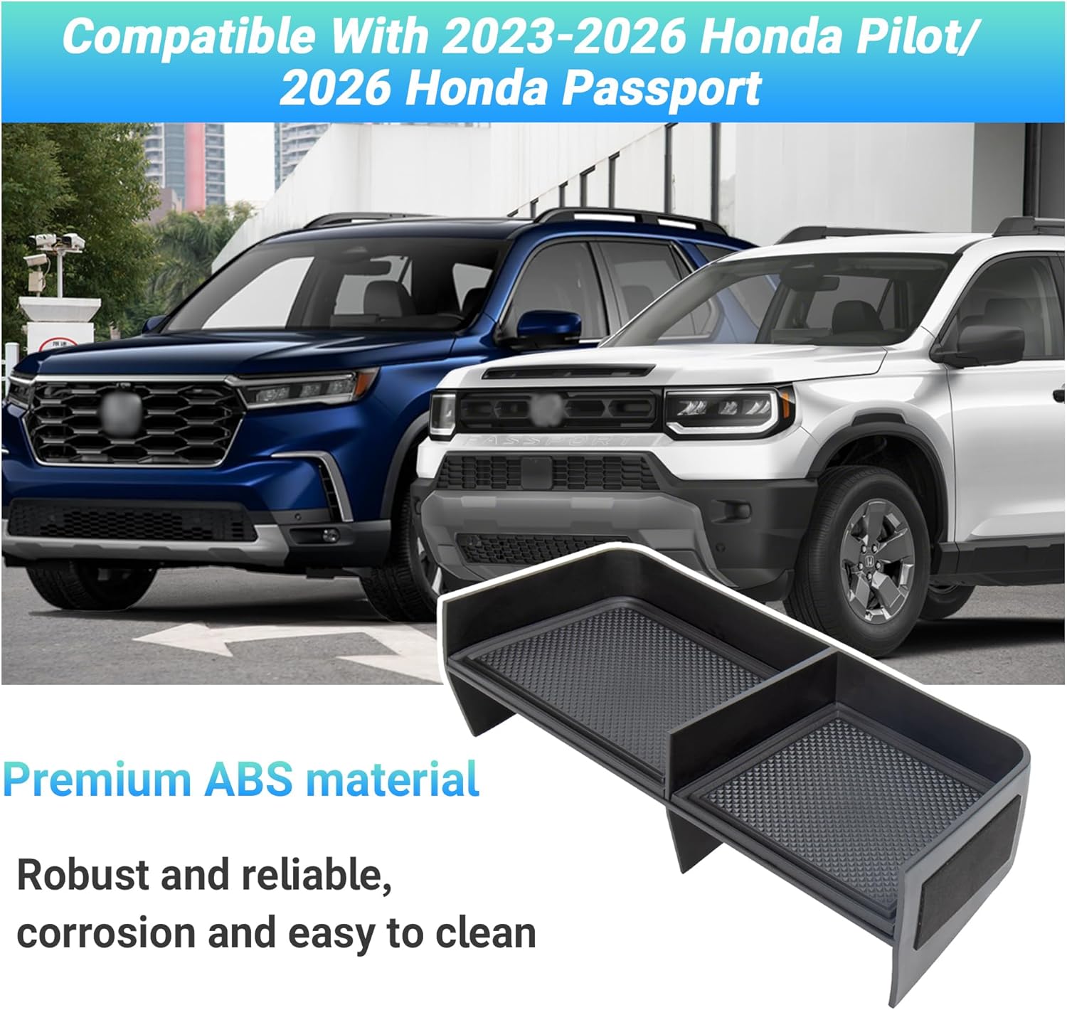 Center Console Organizer Compatible with 2023 2024 2025 2026 Honda Pilot/2026 Honda Passport Accessories, Storage Box Tray Insert Divider Compartment Tray Interior Accessories