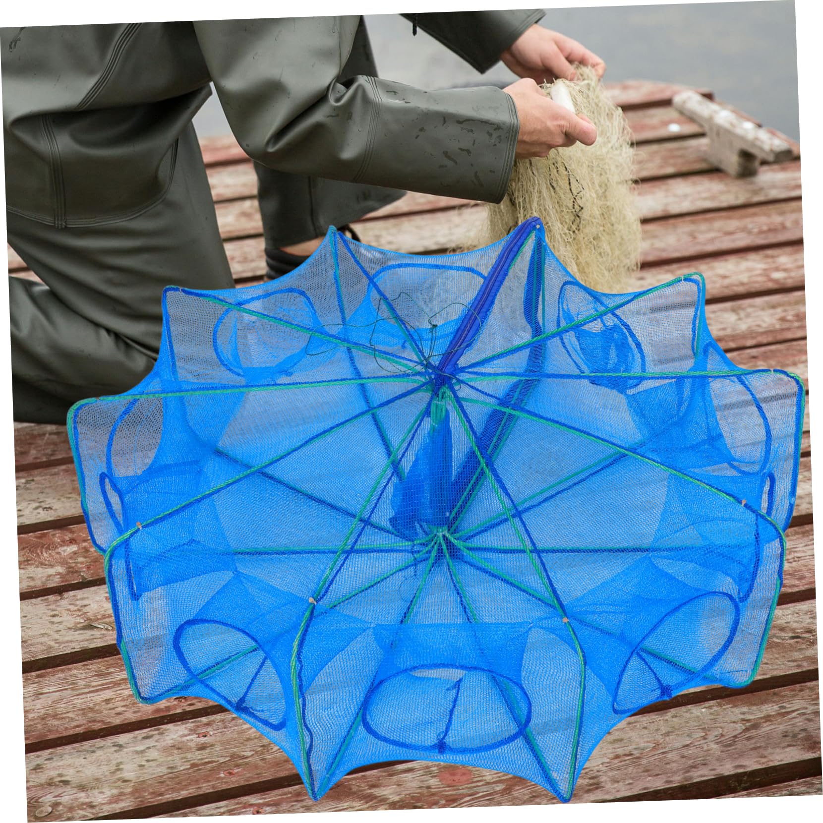 ibasenice Rete Pieghevole per Gamberetti Design Resistente e Riutilizzabile Facile Trasportare e Riporre Rete Sicura per Catture Compatte per Utilizzo Versatile