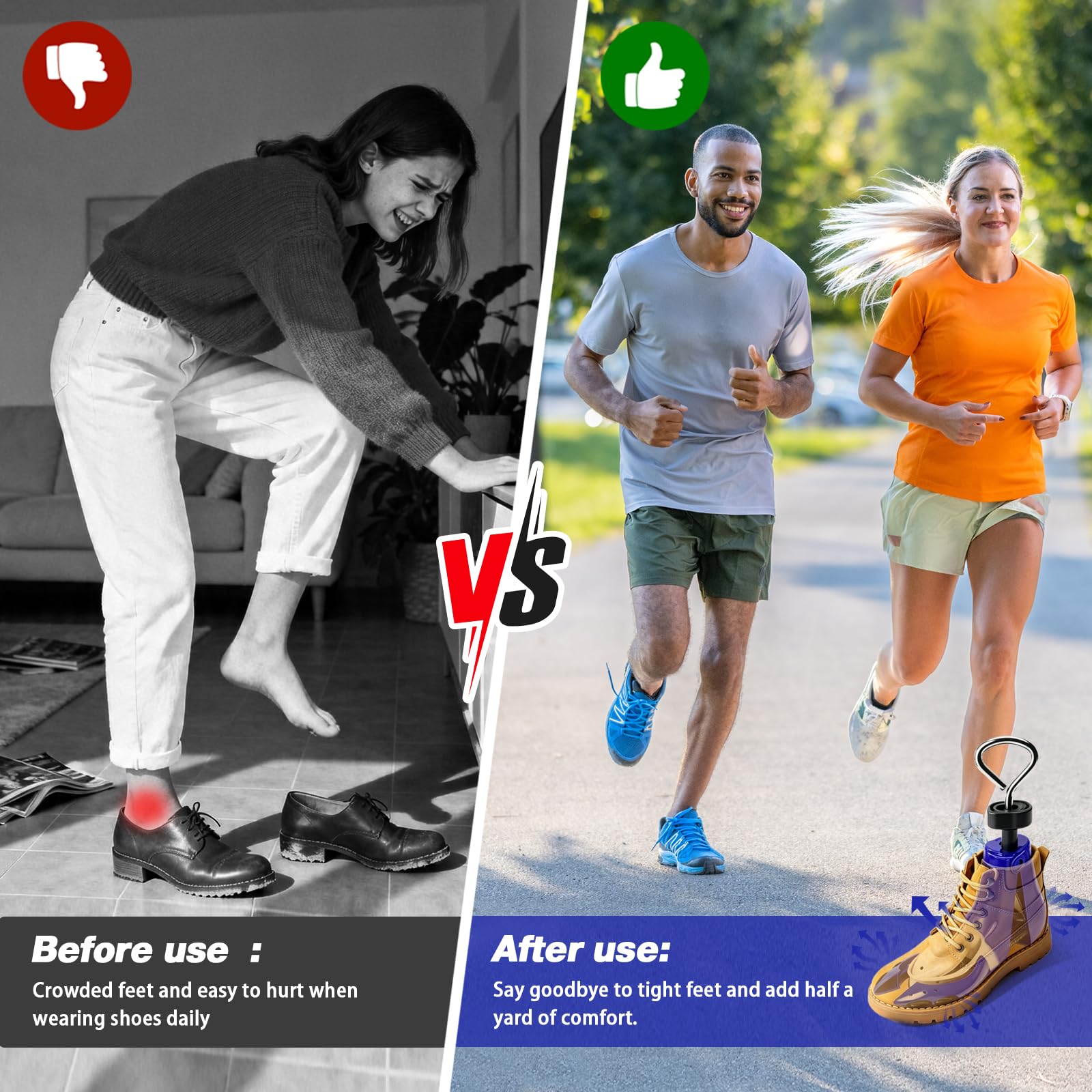 Camilla de zapatos para hombre y mujer, longitud y ancho ajustables para pies anchos, mujeres y hombres
