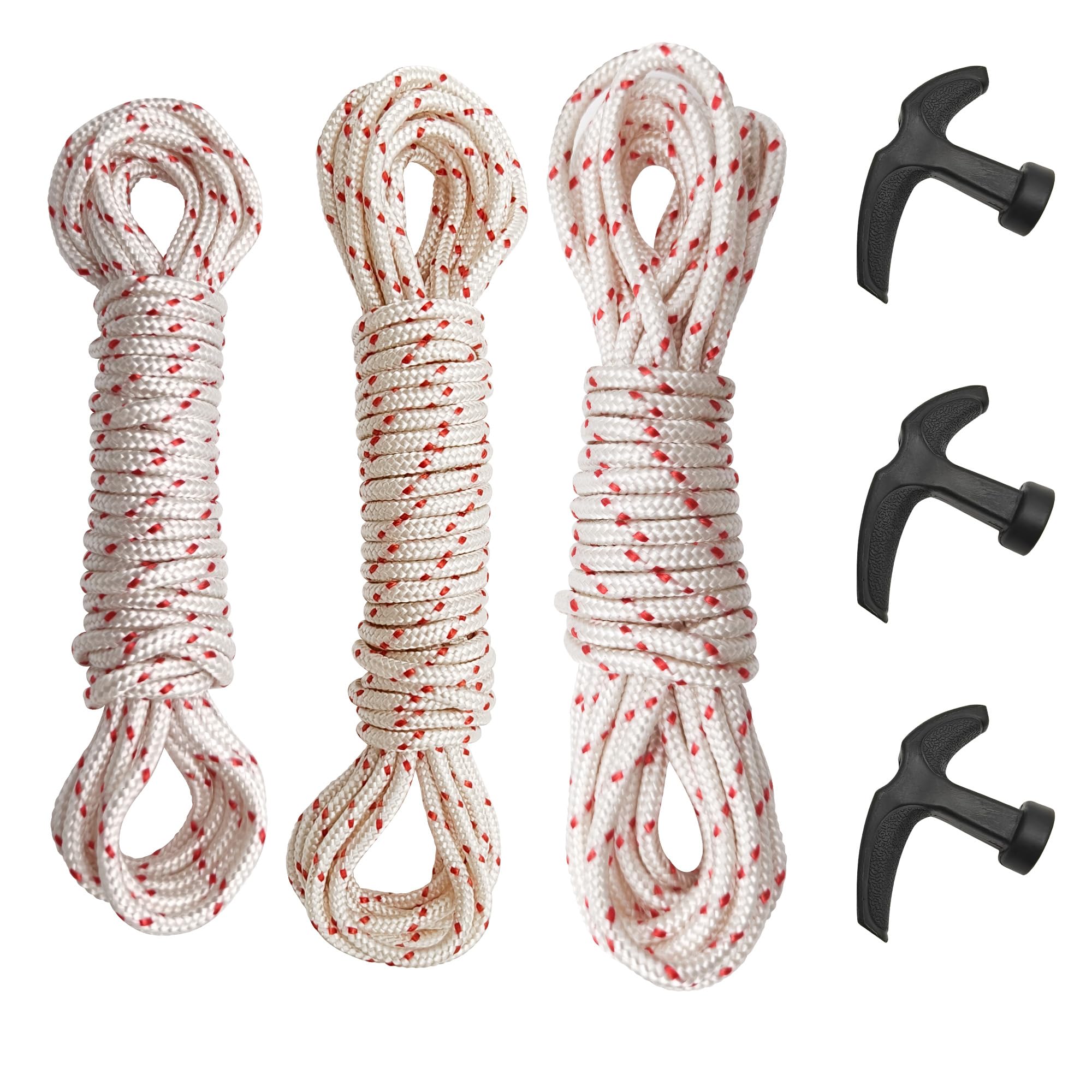 Strongthium Recoil Pull Starter Rope & Handles Kit 15M (49Ft) Total Length 3mm 3.5mm 4mm Starter String Assortment with 3 Pull Knobs Compatible with Honda Stihl Briggs & Stratton Generator Chainsaw