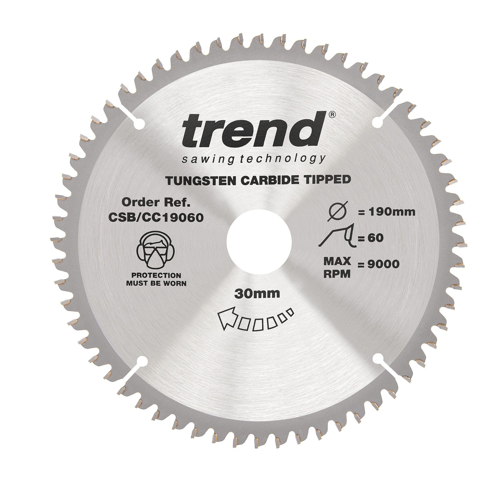 Trend Craft Saw Blade Crosscut 190Mm X 60 Teeth X 30Mm Pk 1 Csb/Cc19060
