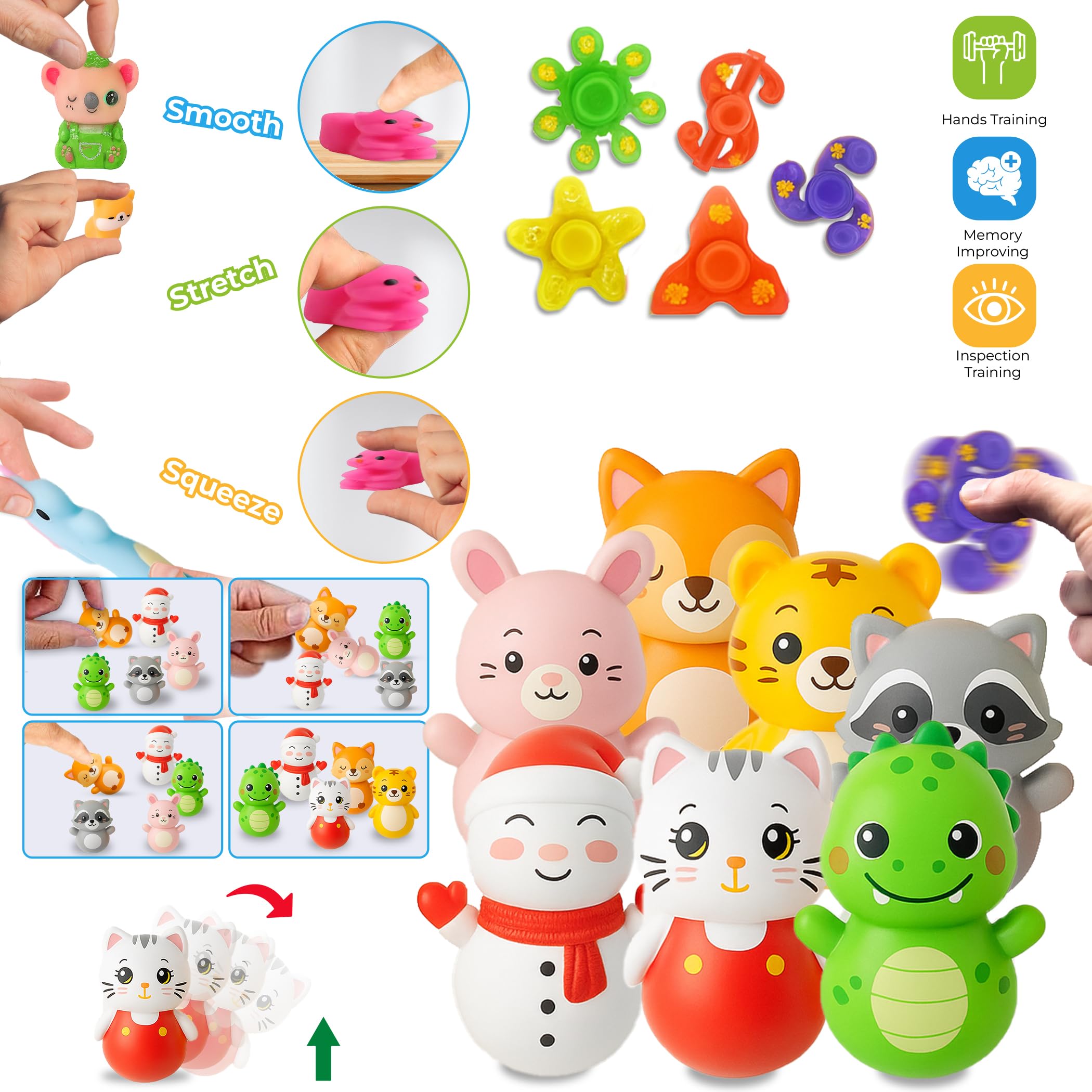 125 Pcs Party Favors Fidget Toys Pack, Randomly Selected Pop Sensory Set Gifts Stickers for Kids Adults Boy Girl Stocking Stuffers Autistic Bulk Goodie Bag Filler Treasure Box Classroom Prizes School