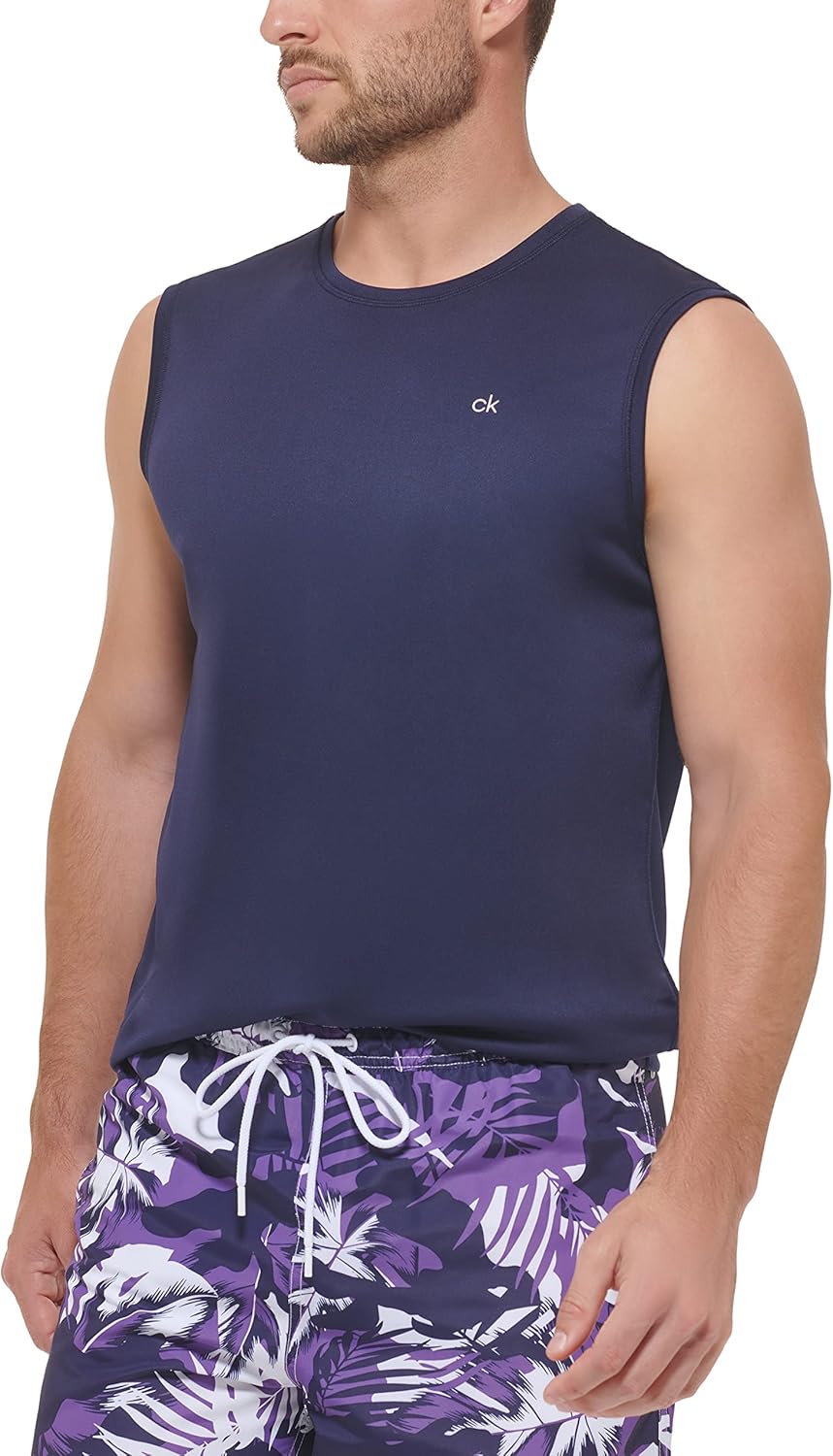 Calvin Klein Men's Standard UPF 40+ Sleeveless Quick Dry Swim Shirt - Image 2