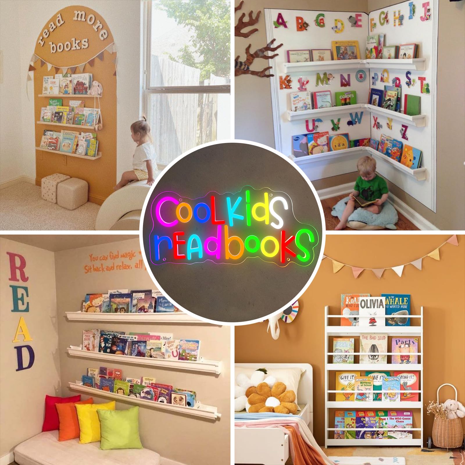 Cool Kids Read Books Neon Sign, luci al neon per aula lettura, angolo lettura, camera da letto, camera dei bambini, biblioteca, lettura insegna per gli amanti dei libri, regalo di Natale per bambini e