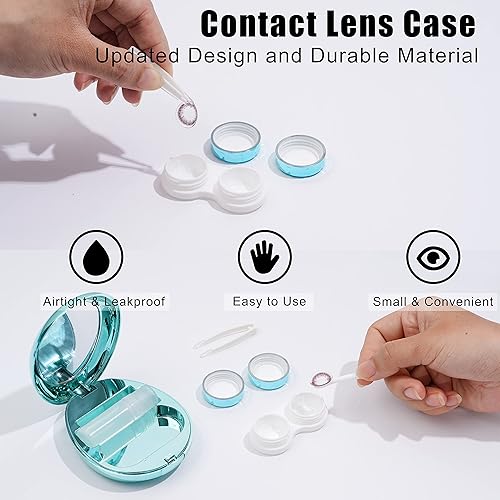 Miniatura 9 de cauyuan Estuche para lentes,Estuche portátil de doble cara para lentes de contacto,2 en 1 contacto portátil multifuncional,Estuche de lente duradero