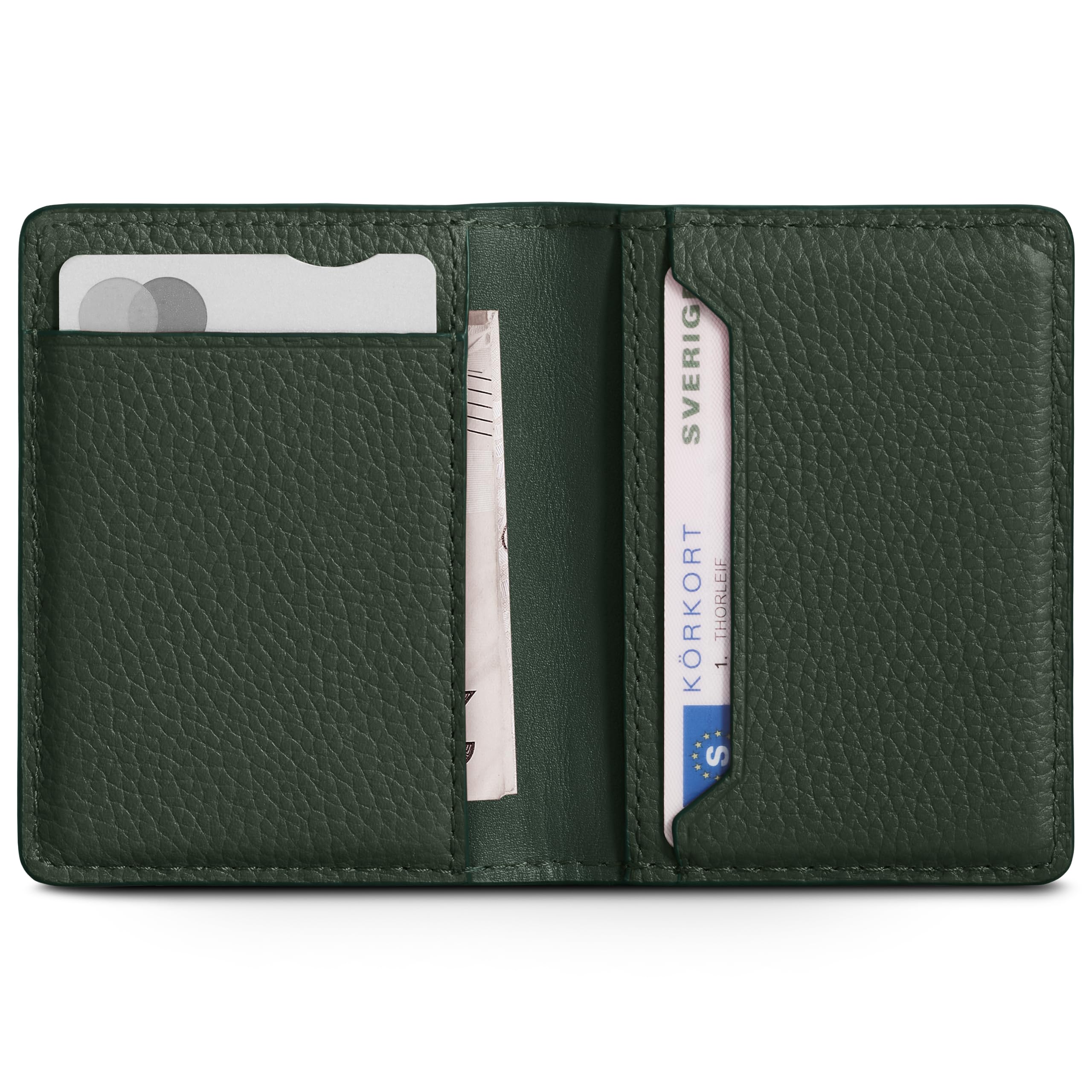 Woolnut Cartera de cuero, verde, medium, Minimalista