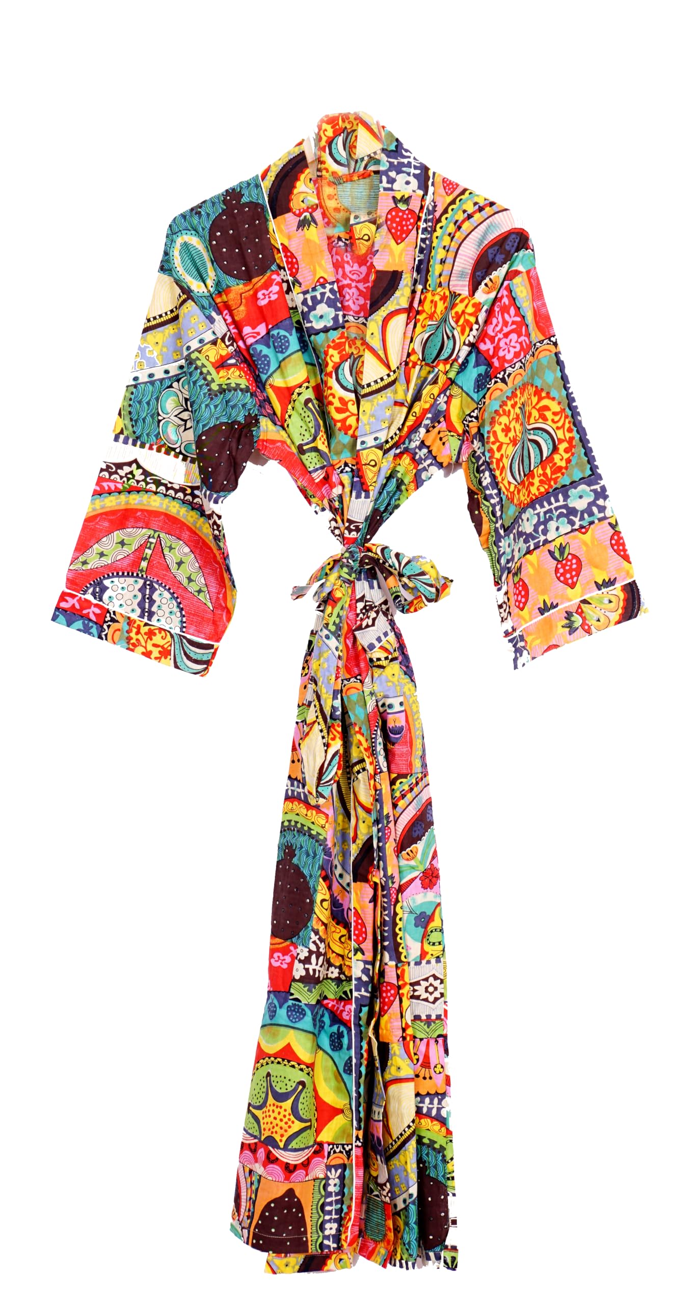 Pure 100% Cotton Robe For Womens Bathrobe Dressing Gown Long sleepwear Free Size Kimono