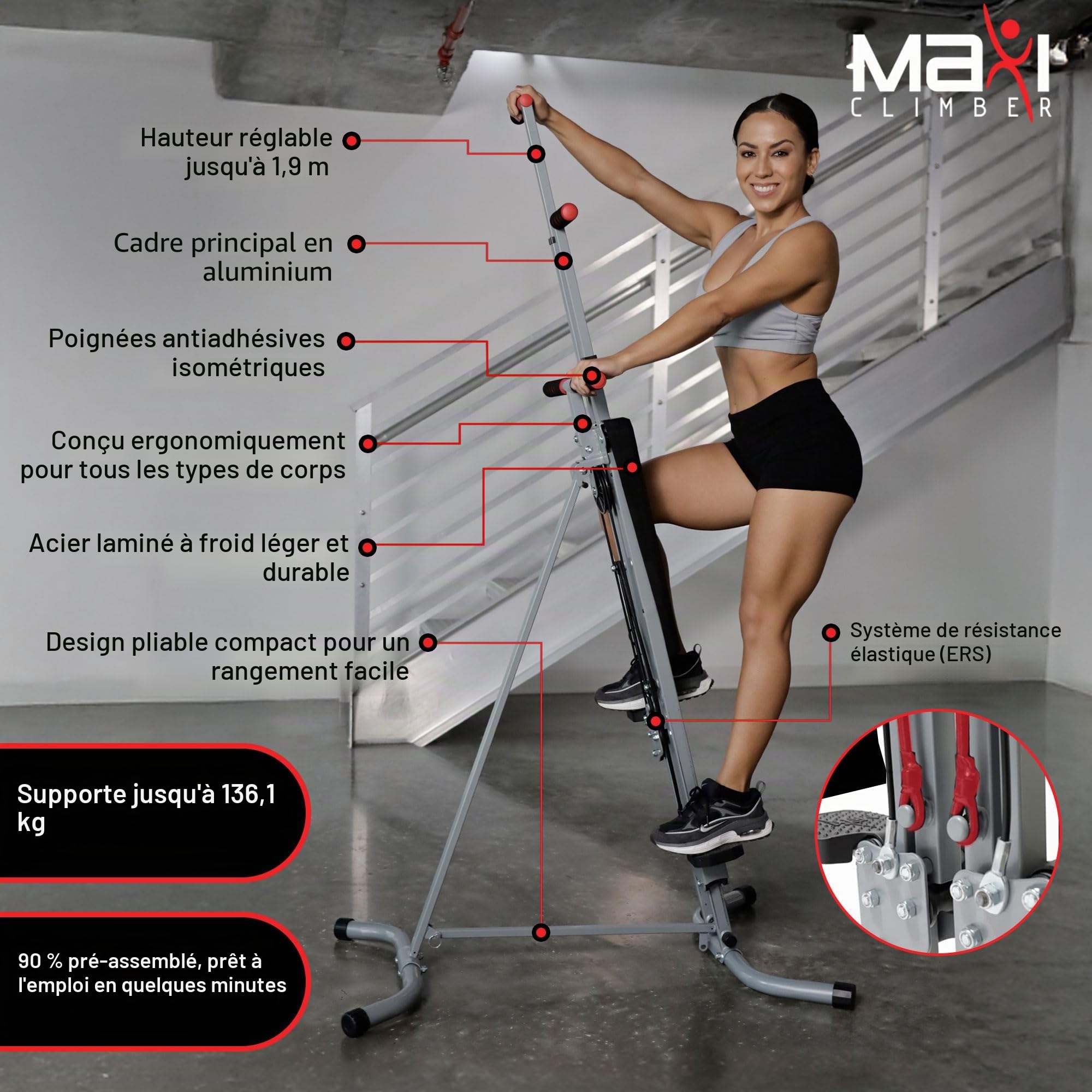 Maxi Climber New Image Appareil d'exercice Vertical pour Cardio d'escalade