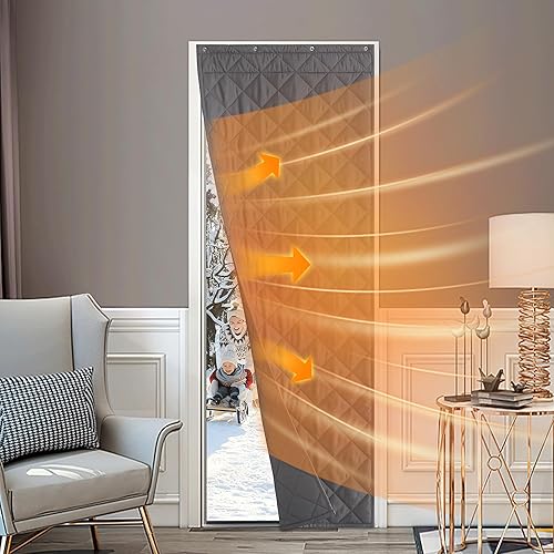 NICETOWN Cortina opaca para puerta, aislamiento térmico, autoadhesivas, para patio, puerta francesa, resistente al viento, impermeables, cálidas