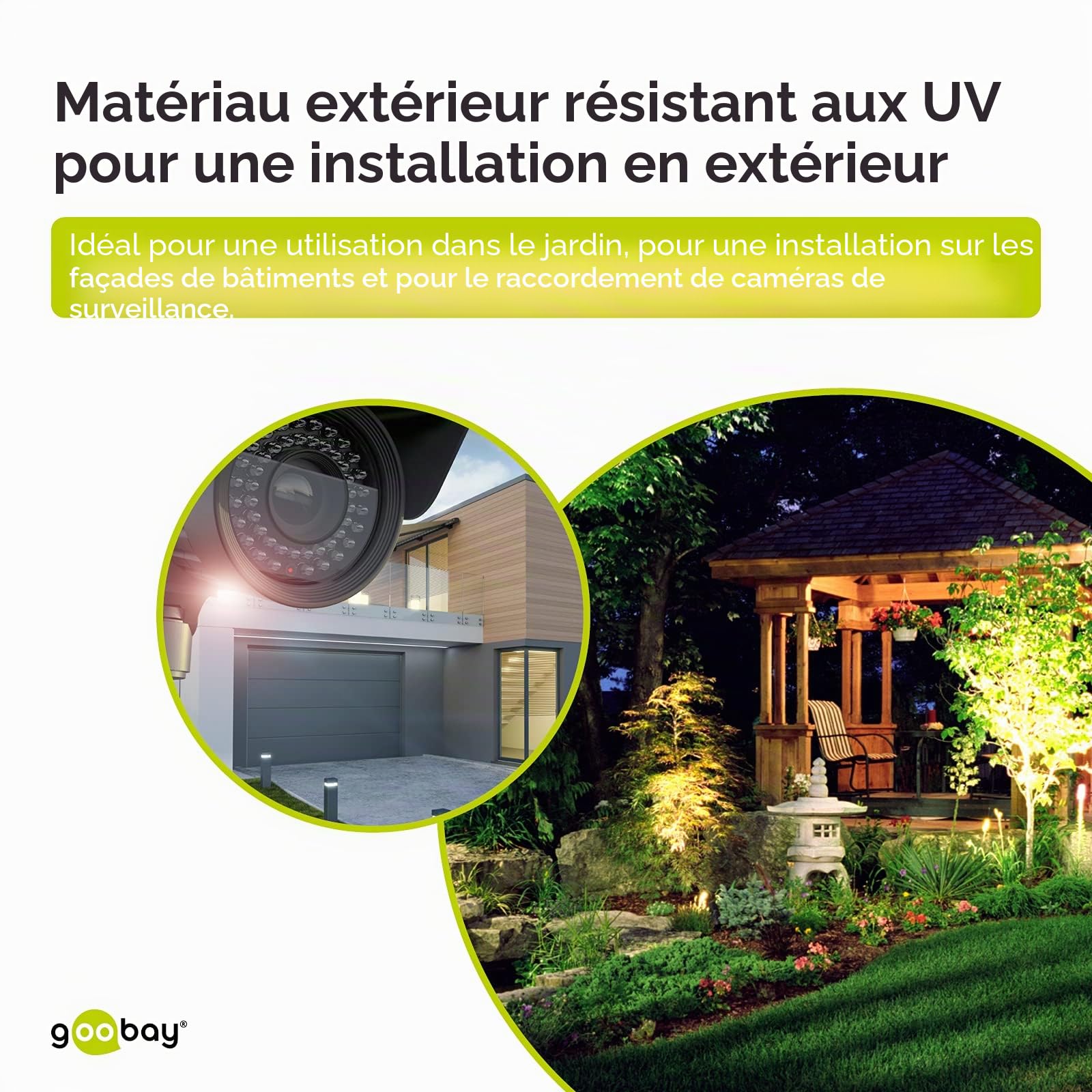 Goobay 57197 CAT 6 Câble Réseau Outdoor, S/FTP (PiMF), Noir, 100m