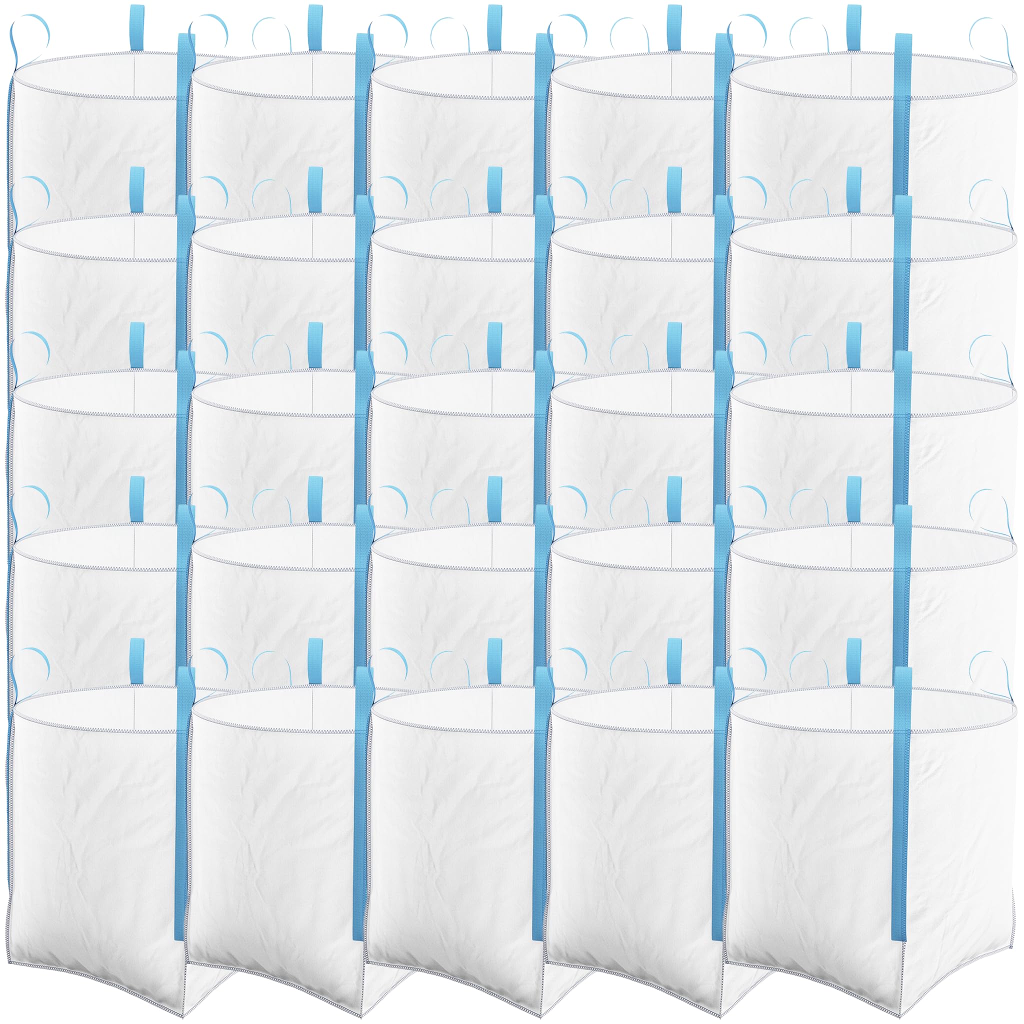 25 Pack FIBC 1 Tonne Builders Bulk Bag 85cm x 85cm x 85cm - Garden Building Waste Jumbo Ton Heavy Duty White Sack 25 Pcs