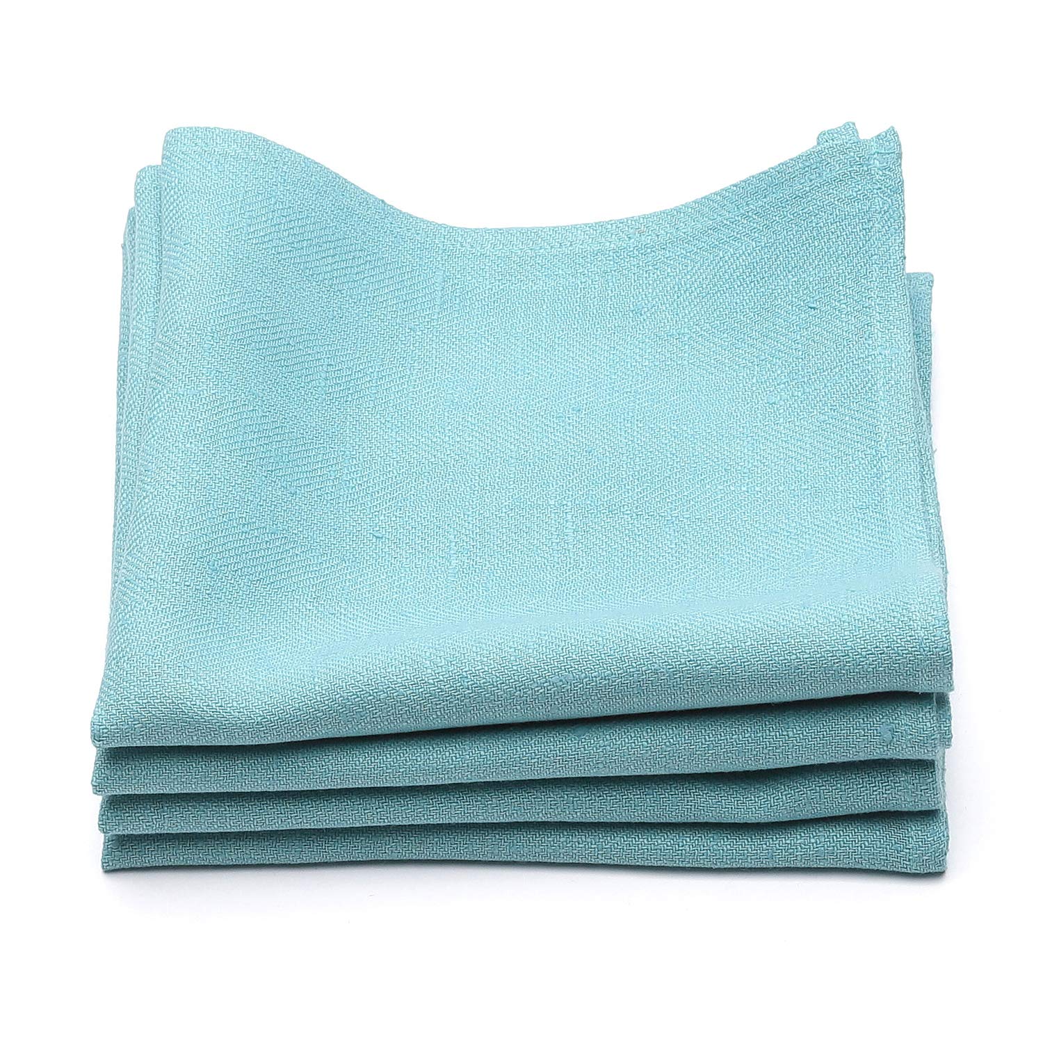 Chemin de table lin turquoise 43x43 cm, linge de table carré