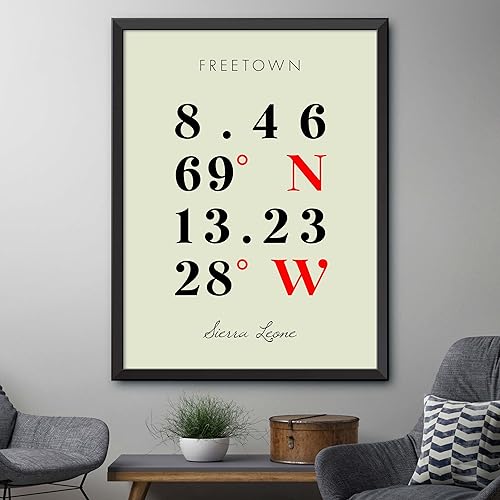 Vista 4 de Mapa de Freetown, Sierra Leona, Coordenadas Multilíneas de Colores (24x36)