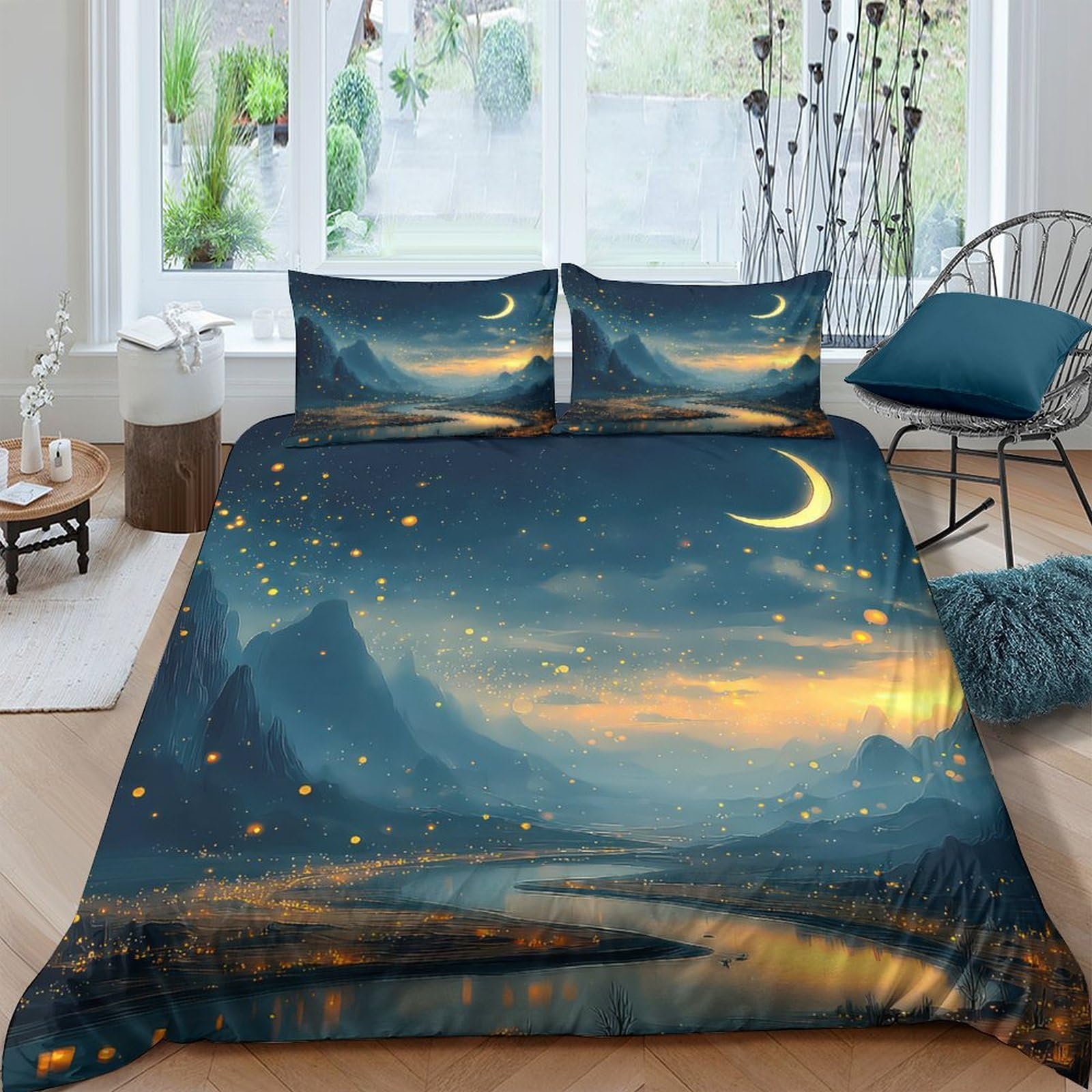 Ctjqhvkz Style-10 3D Printed Fitted Sheet Microfiber Galaxy Starry Sky Bed Cover For Bedroom Decor And Mattress Protection In European Style Single（135X200cm）