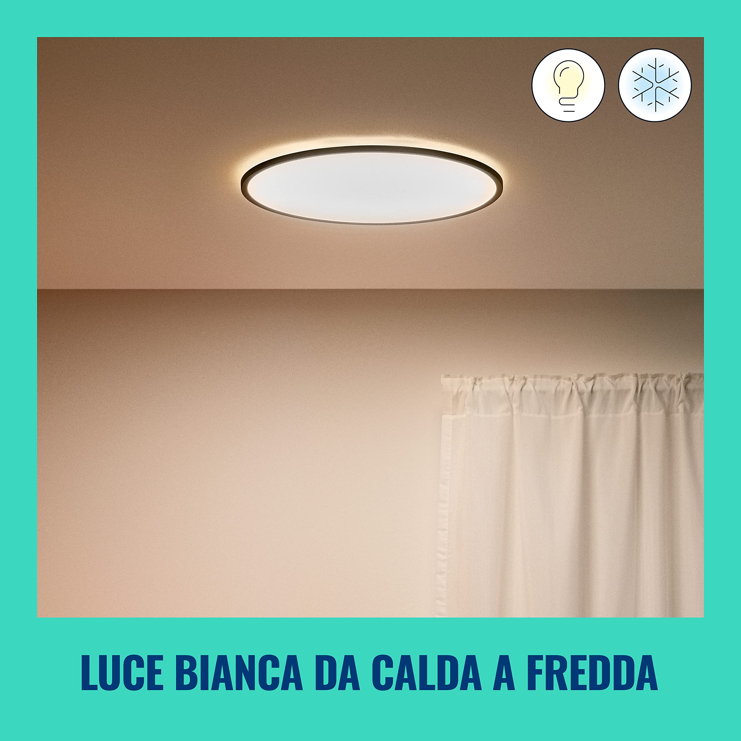 WiZ Plafoniera SuperSlim Smart WiFi, Luce Bianca da Calda a Fredda, WiFi, 22W, Bianca, Tecnologia SpaceSense, Controllo Vocale (Alexa, Apple HomeKit, Google Home)