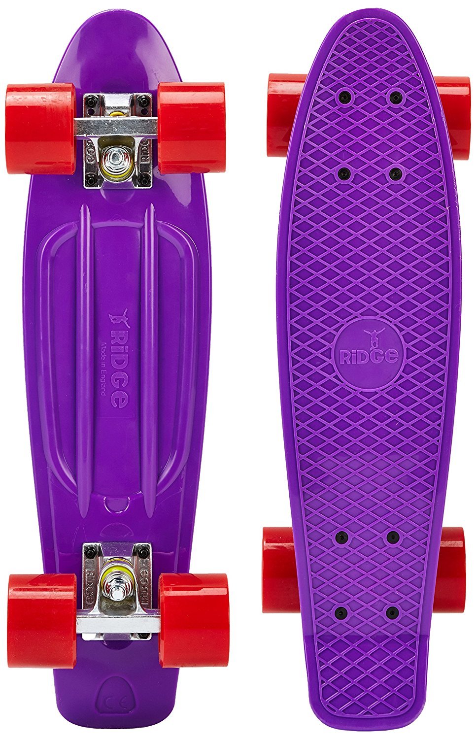 Ridge Skateboards Mini Cruiser Retro Planche complète avec Grandes Roues de 70 mm, fabriquée au Royaume-Uni