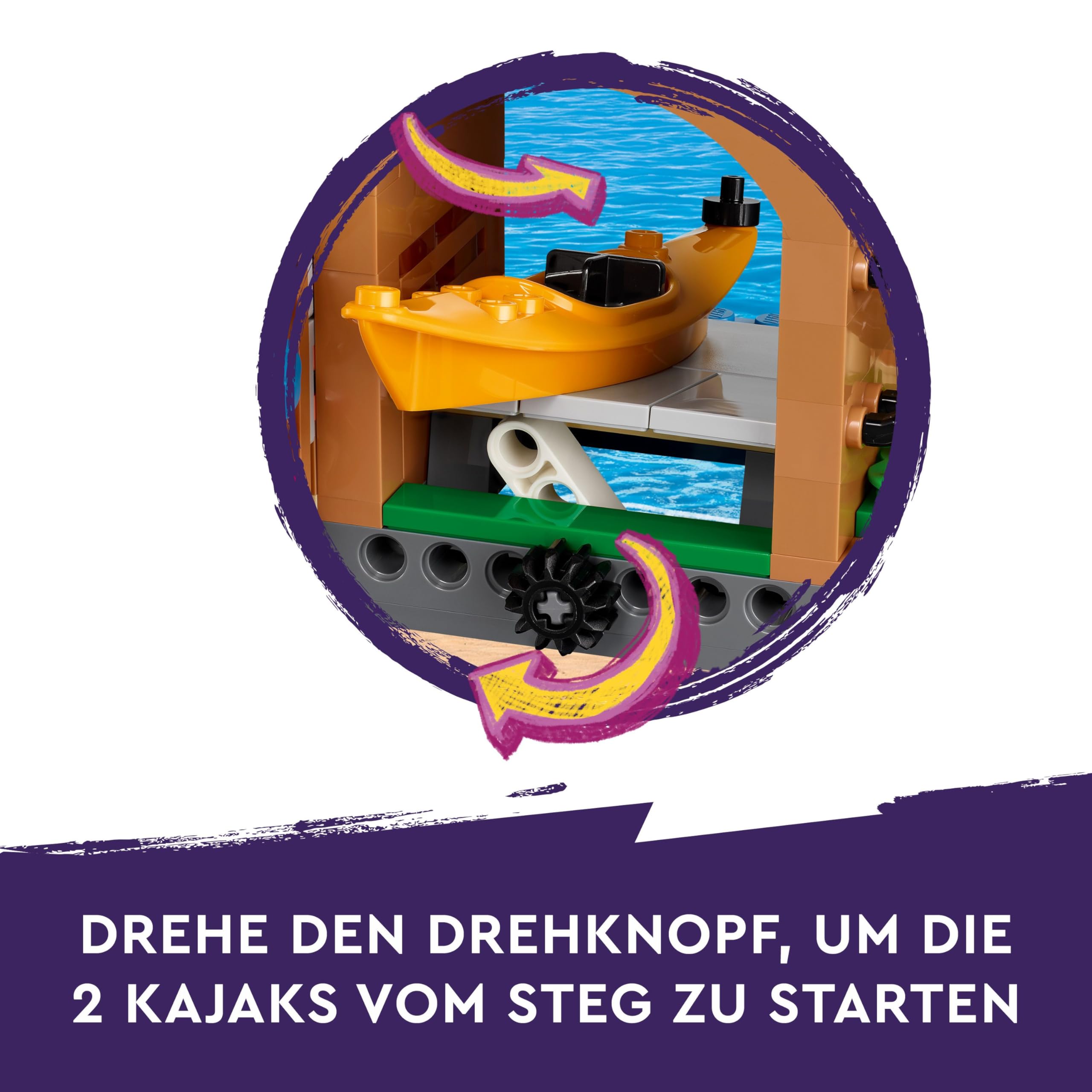 LEGO Friends Abenteuercamp mit Kayak, Bauspielzeug für Rollenspiele, Geschenkidee für Mädchen und Jungen ab 7 Jahren, Set mit 3 Spielfiguren und einem Bären, Camping-Spielzeug 42626
