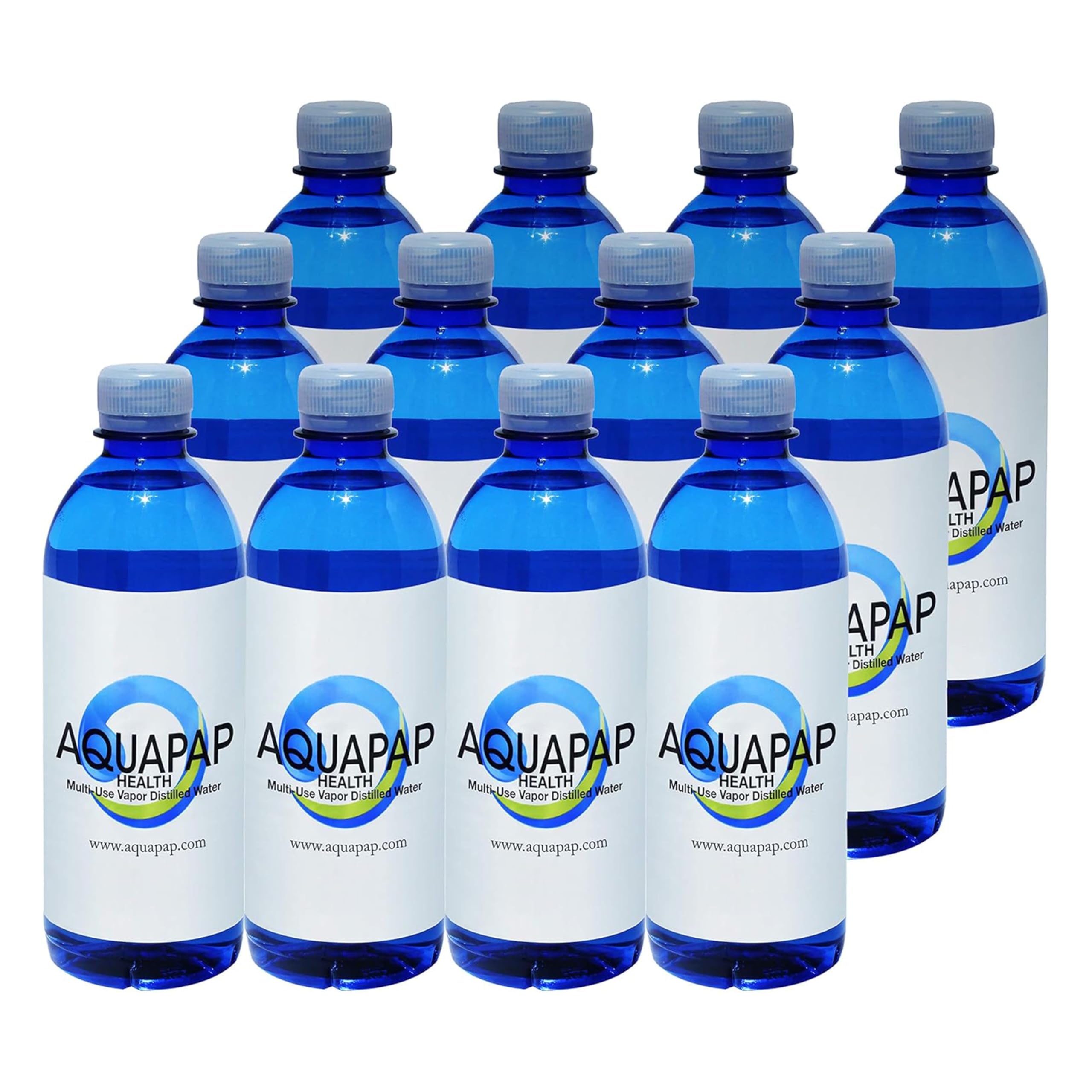AQUAPAP 16.9 Ounce 12 Pack Vapor Distilled CPAP Water | 2-3 Nights per Bottle |for use with Resmed Machines