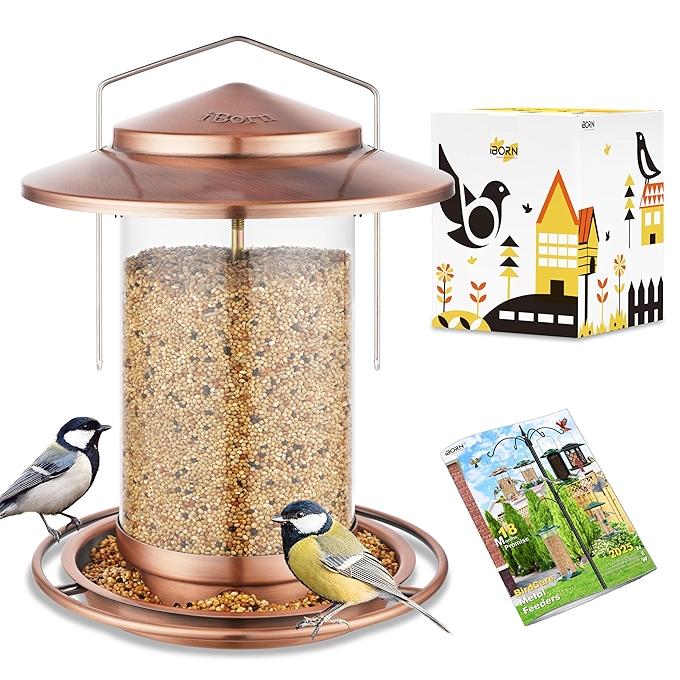 iBorn金属鸟食器户外挂式大屋顶鸟 feeders