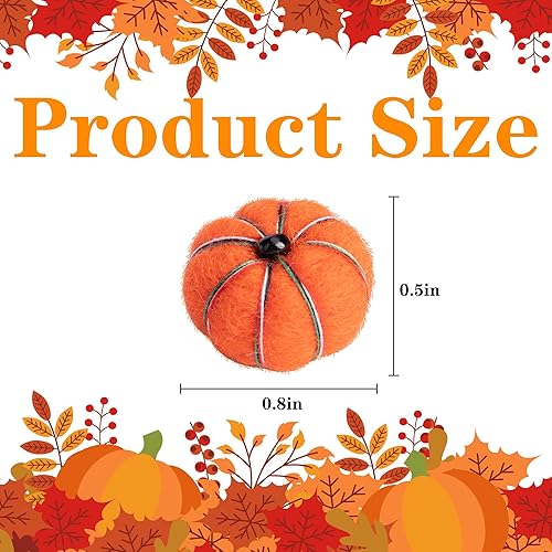Miniatura 2 de Sfcddtlg 36 pompones de calabaza de fieltro pequeño de Halloween, 9 colores, mini calabazas de fieltro de lana hechas a mano para manualidades,