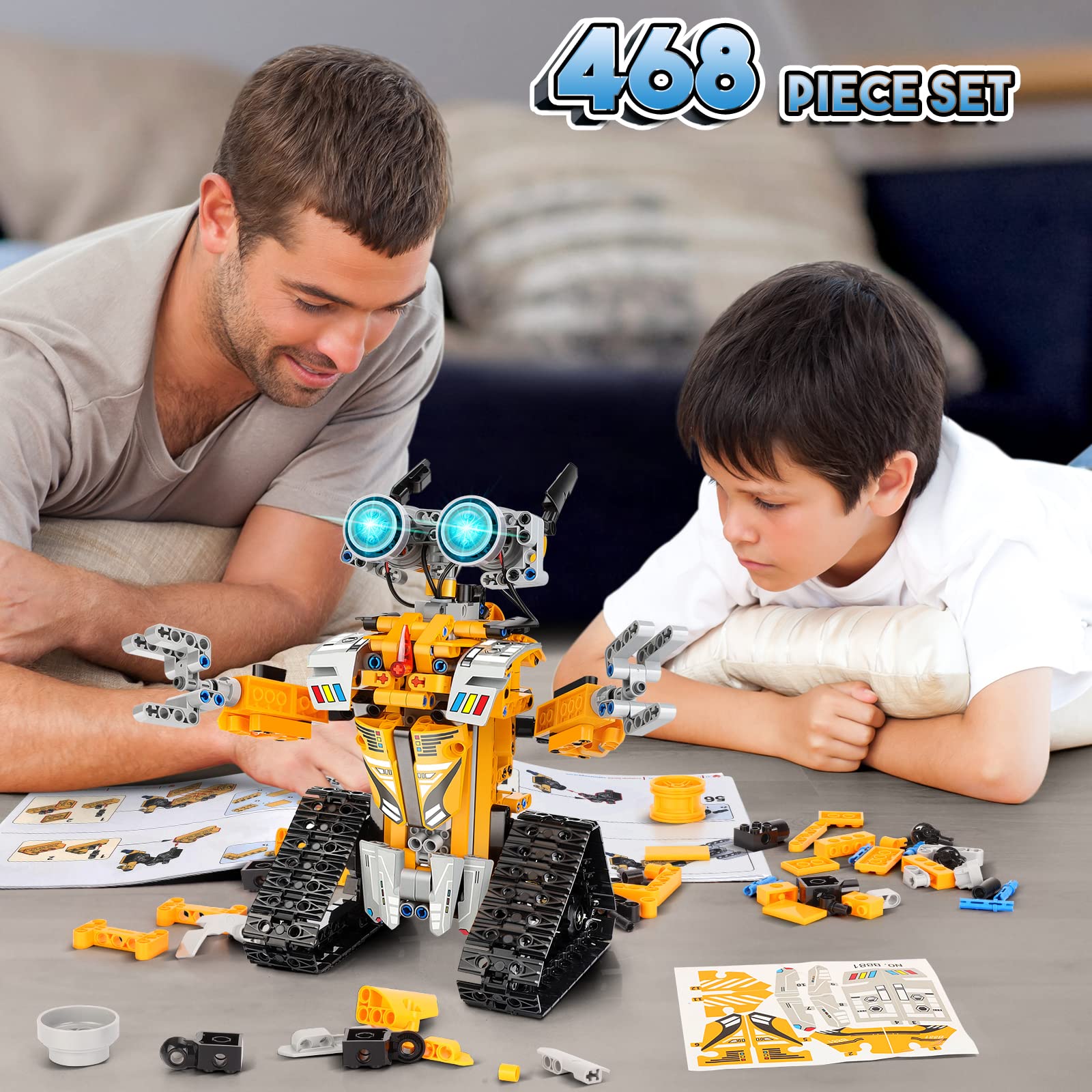 Sillbird Robot Building Kit with Remote Control STEM Gifts for Boys Age 8-13, Coding Buildable Robotic Technic Toys for Kids Birthday with 468 Pieces