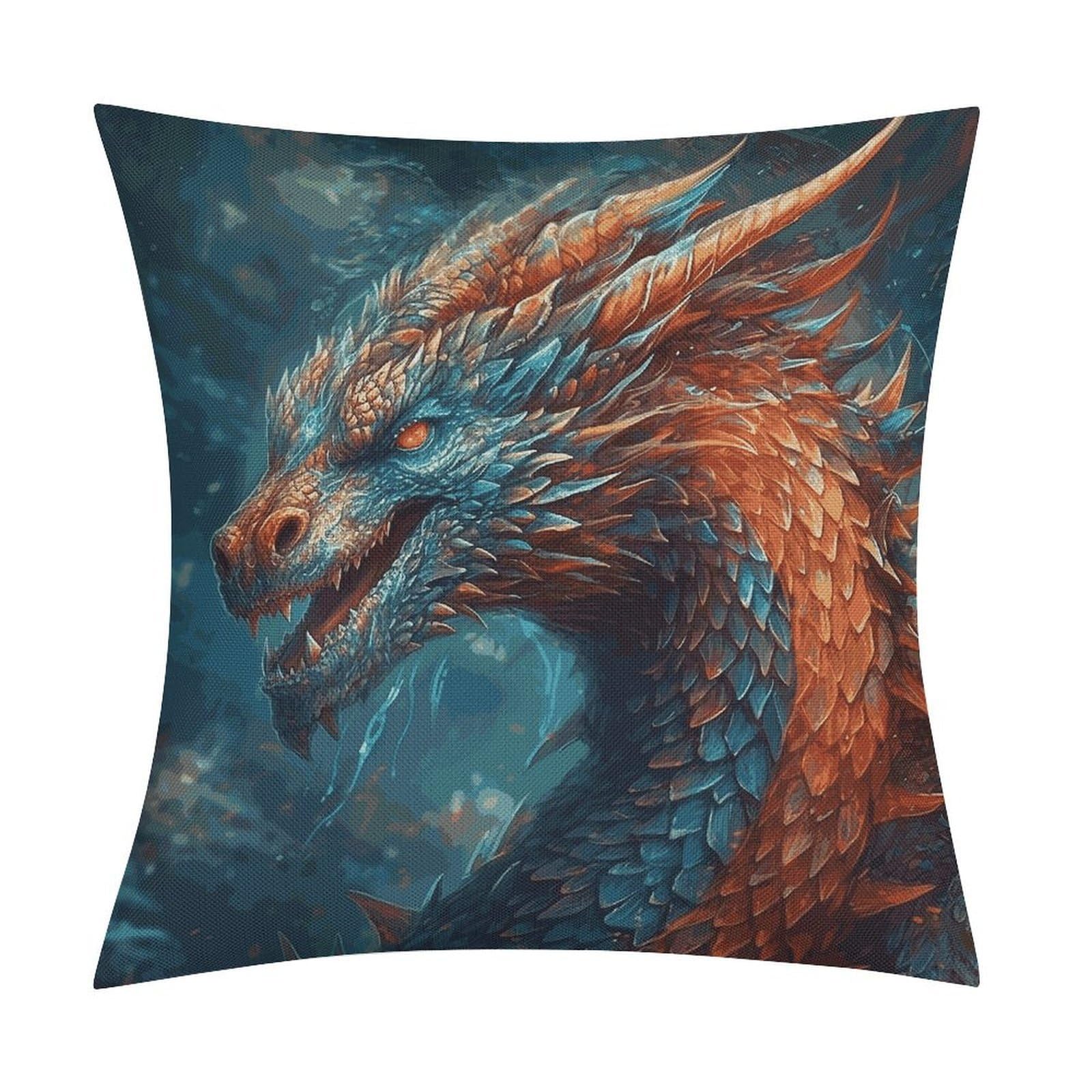Fodpand Style Dragon Art Pillow Covers 18X18 Inch, Pillow Cases Boho Farmhouse, Throw Pillow Covers For Couch Sofa Bed Spring Home Decor