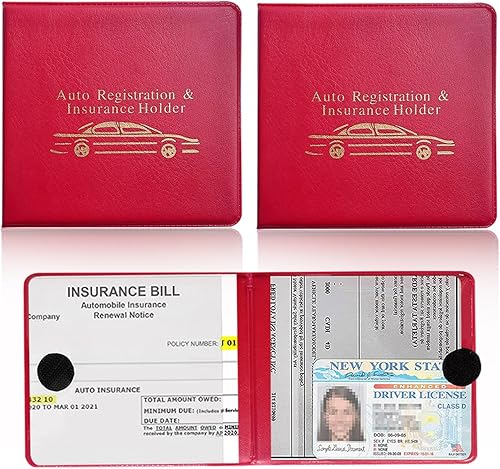 Vista 40 de Ziciner Soporte para seguro de registro de automóvil, paquete de 2 organizadores esenciales para documentos de tarjetas de automóvil con cierre