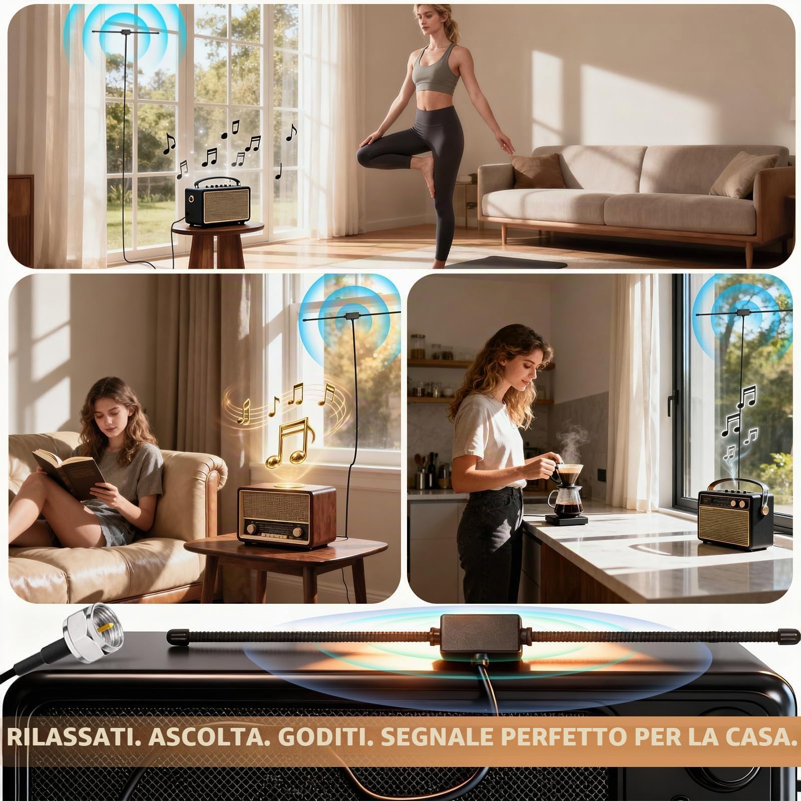 Bingfu Antenna Radio FM DAB Dipolo Interni con Cavo 3 m Antenna Ricambio per Casa Amplificatore Ricevitore AV Audio Vedio Sistemi Hi-Fi Tuner Vintage